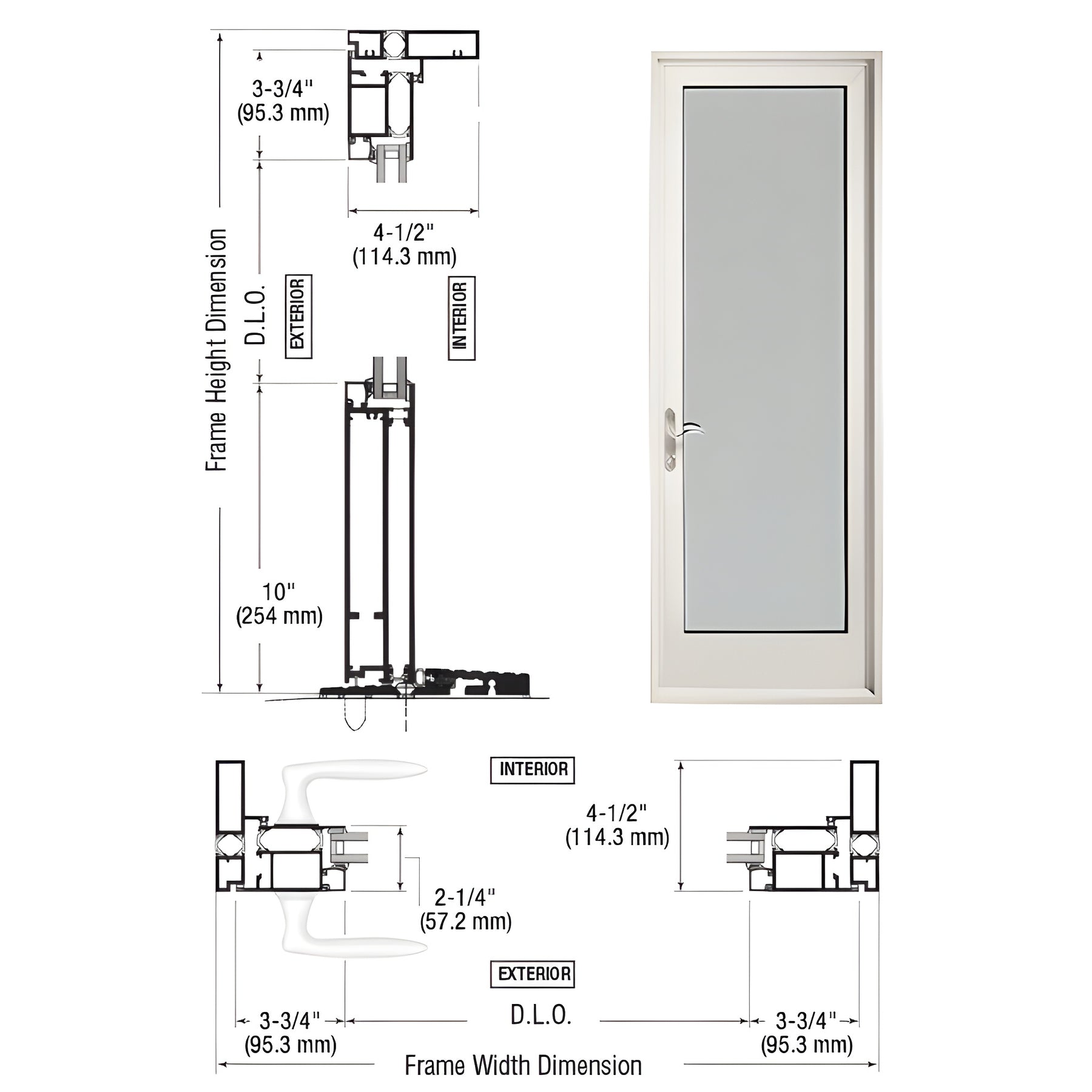 CRL-U.S. Aluminum White KYNAR® Paint Series 925 Patio Door Hinged Left Swing Out