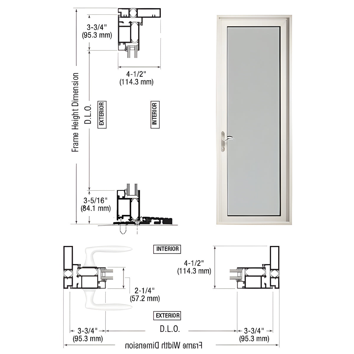 CRL-U.S. Aluminum White KYNAR® Paint Series 925 Patio Door Pivot Hinge Left Swing Out