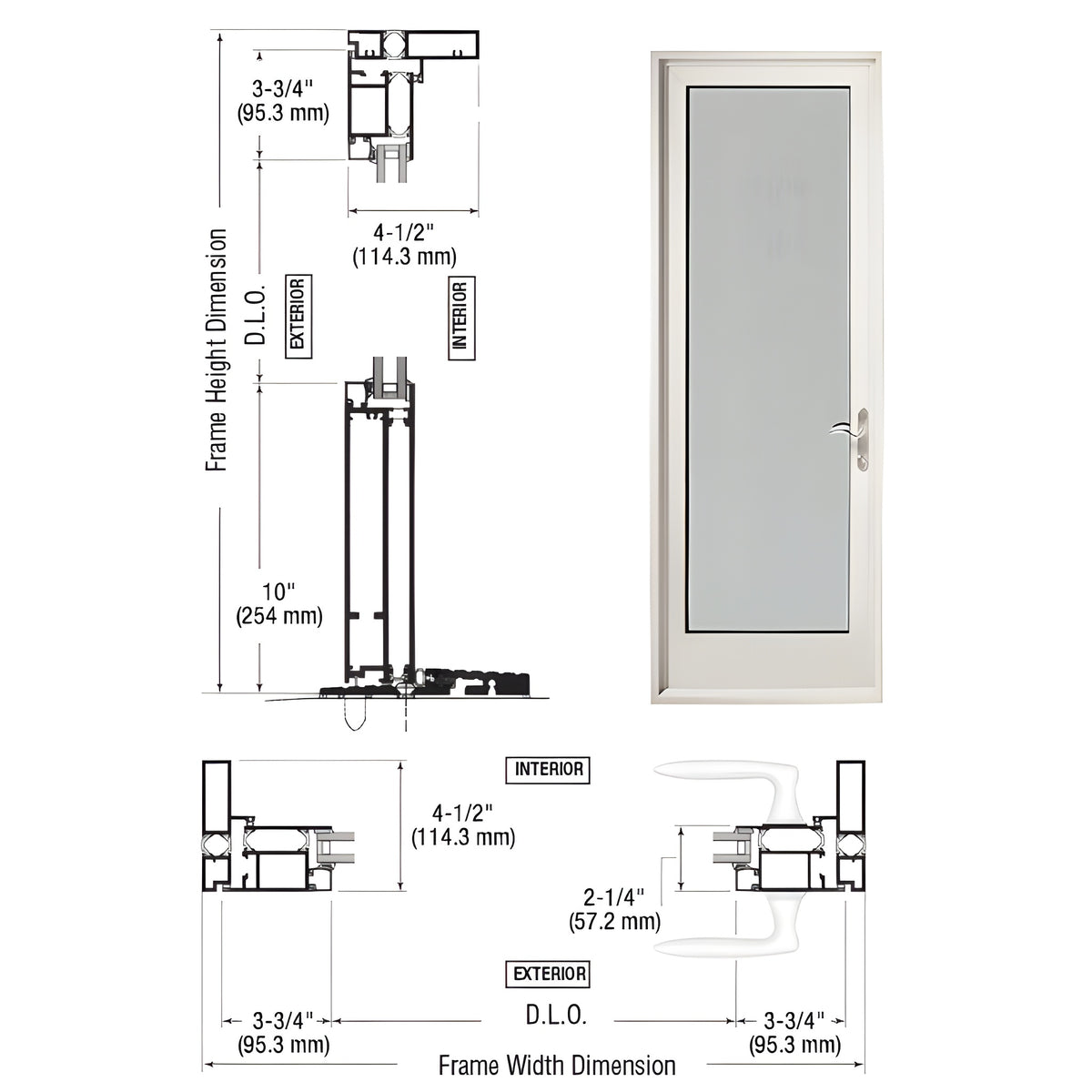 CRL-U.S. Aluminum White KYNAR® Paint Series 925 Single Patio Door Hinge Right Swing Out