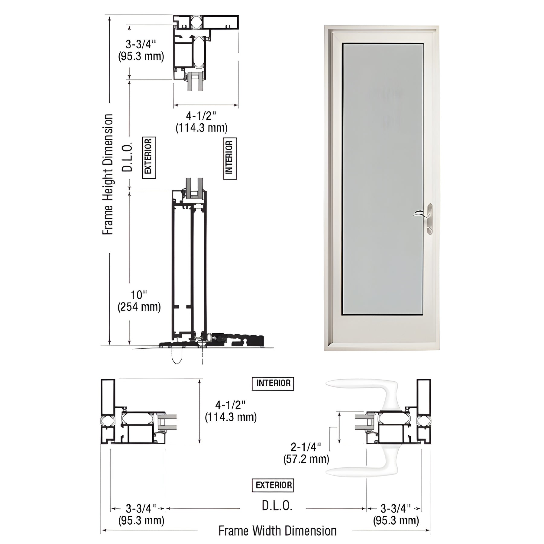 CRL-U.S. Aluminum White KYNAR® Paint Series 925 Single Patio Door Hinge Right Swing Out