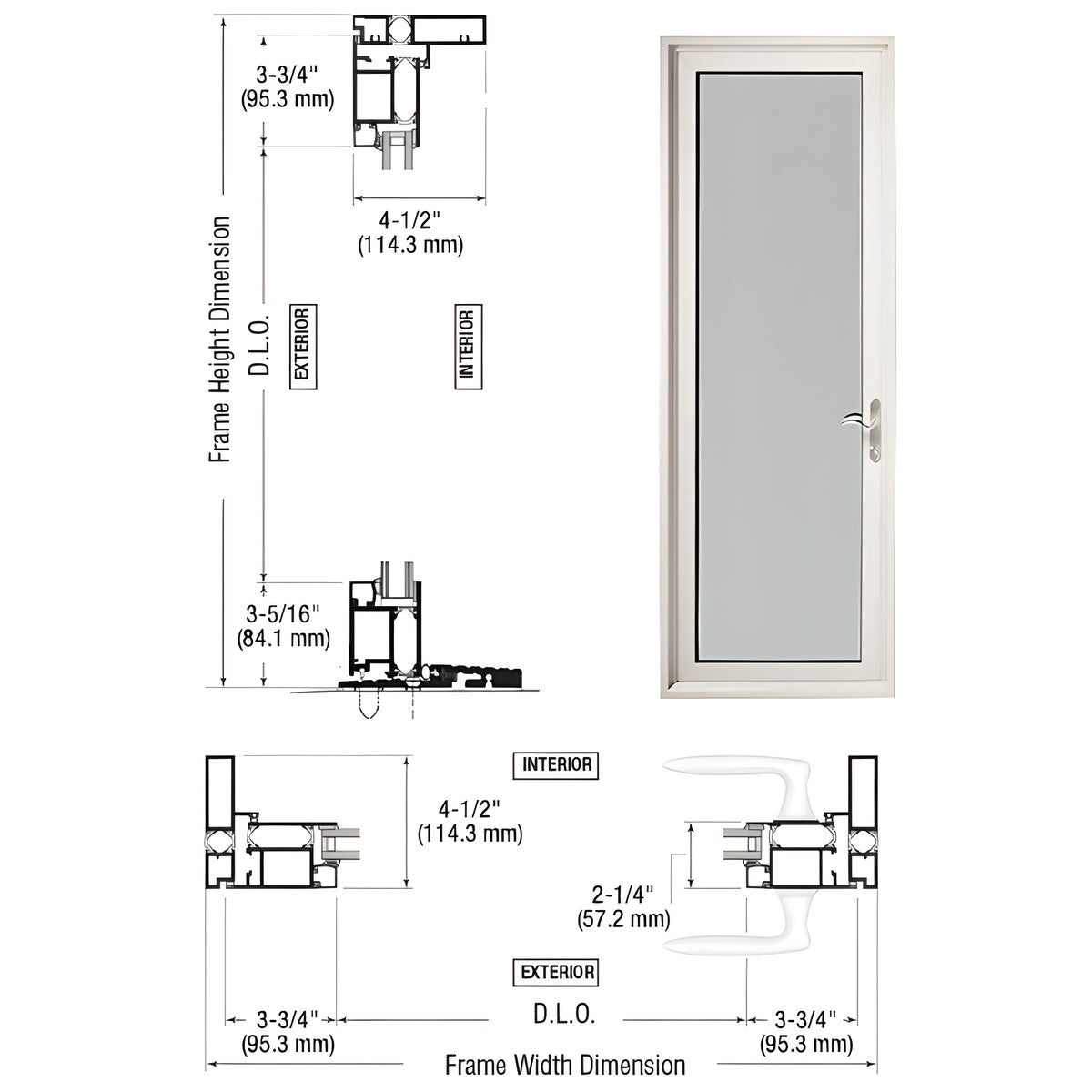 CRL-U.S. Aluminum White KYNAR® Paint Series 925 Single Patio Door Hinge Right Swing Out