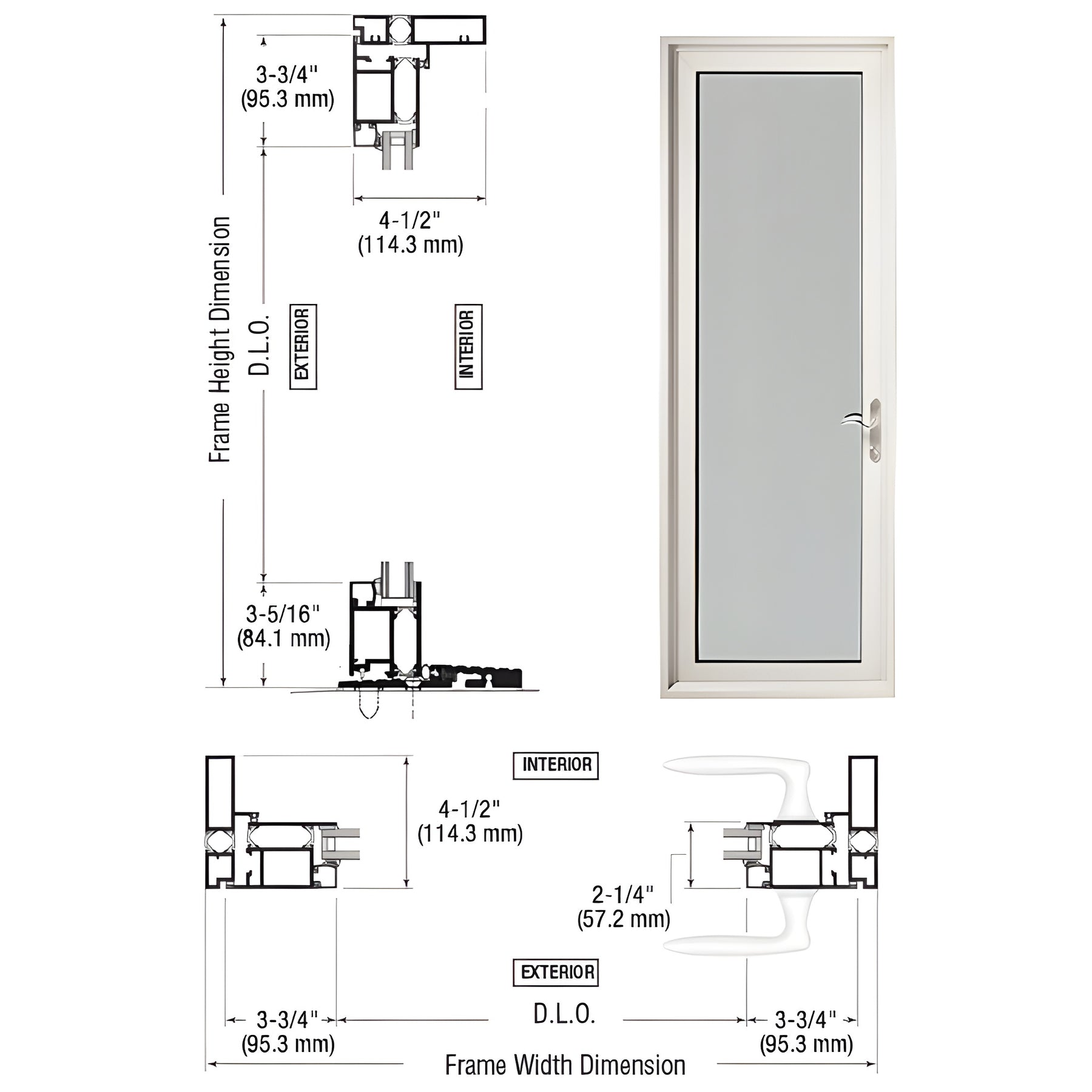CRL-U.S. Aluminum White KYNAR® Paint Series 925 Single Patio Door Hinge Right Swing Out
