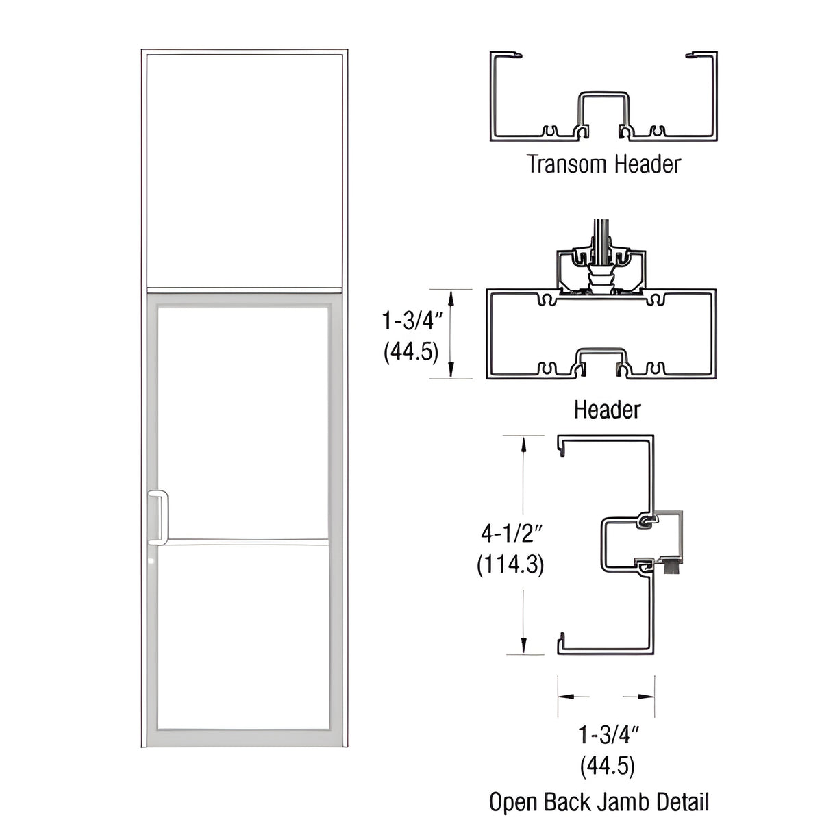 CRL-U.S. Aluminum White KYNAR® Paint Single Door 39-1/2" x 126" Left Hand Transom Frame