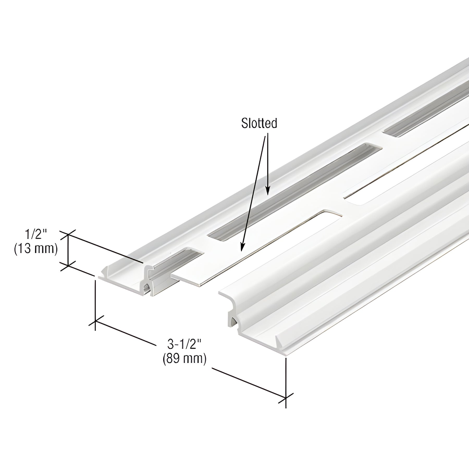 CRL-U.S. Aluminum White KYNAR® Paint Slotted Shallow Pocket Insert for 1" Glass - 24'-2"