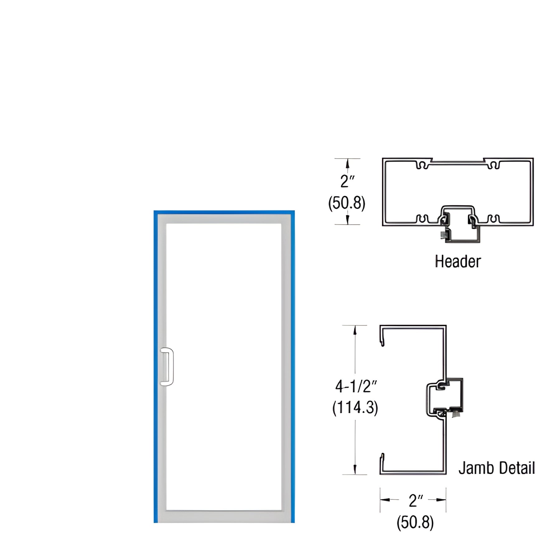 CRL-U.S. Aluminum White KYNAR® Paint Up and Over Hinge Left Door Frame for Single Door with Offset Pivots, Panics and Surface Closers