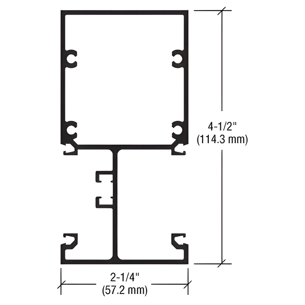 CRL-U.S. Aluminum White KYNAR® Paint Vertical Mullion 2-1/4" x 4-1/2" - 24'-2"