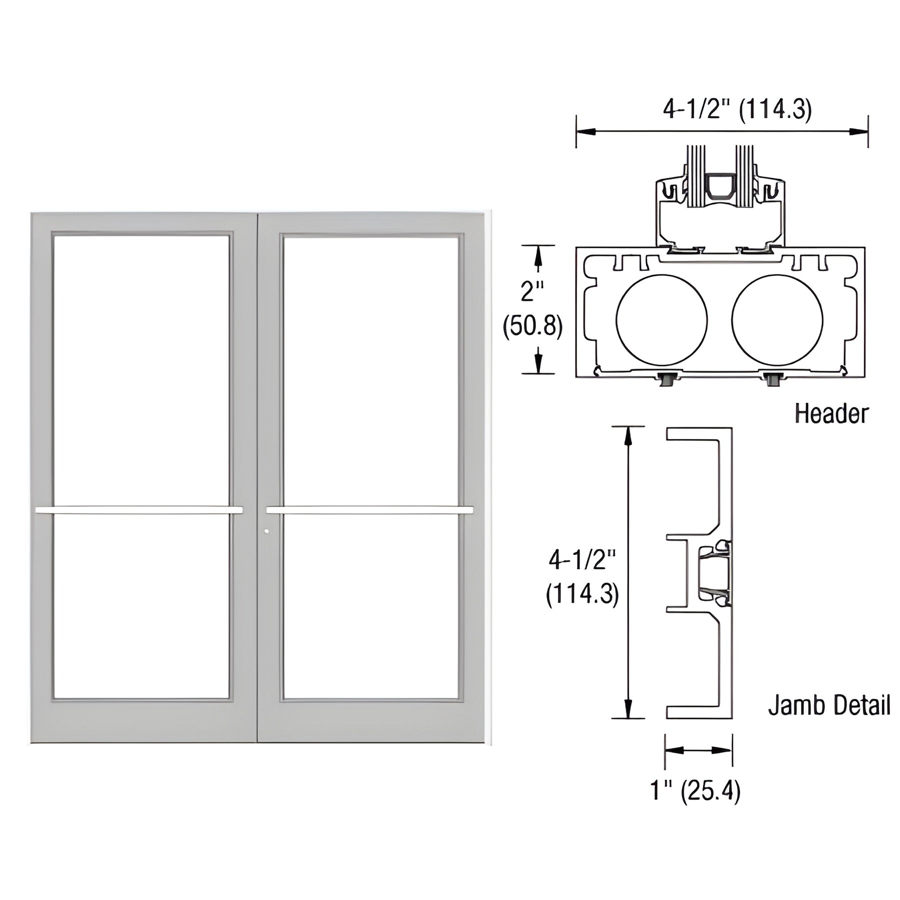 CRL-U.S. Aluminum White Painted Series DF800 Up/Over Sub Frame for a Pair of Doors