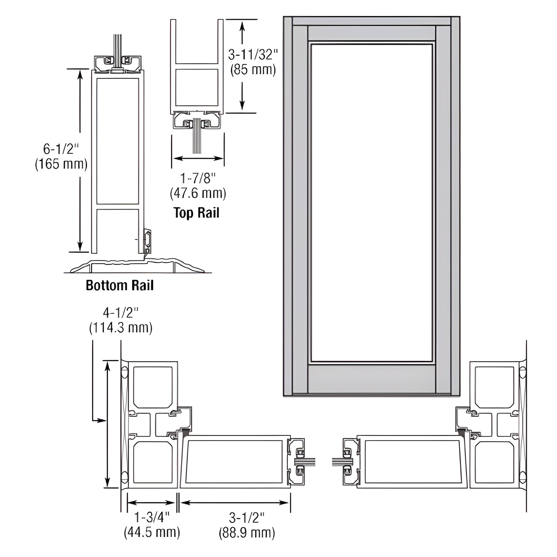 CRL-U.S. Aluminum c Anodized Blank Single Series 800 Durafront Medium Stile Offset Hung Entrance Door- No Prep