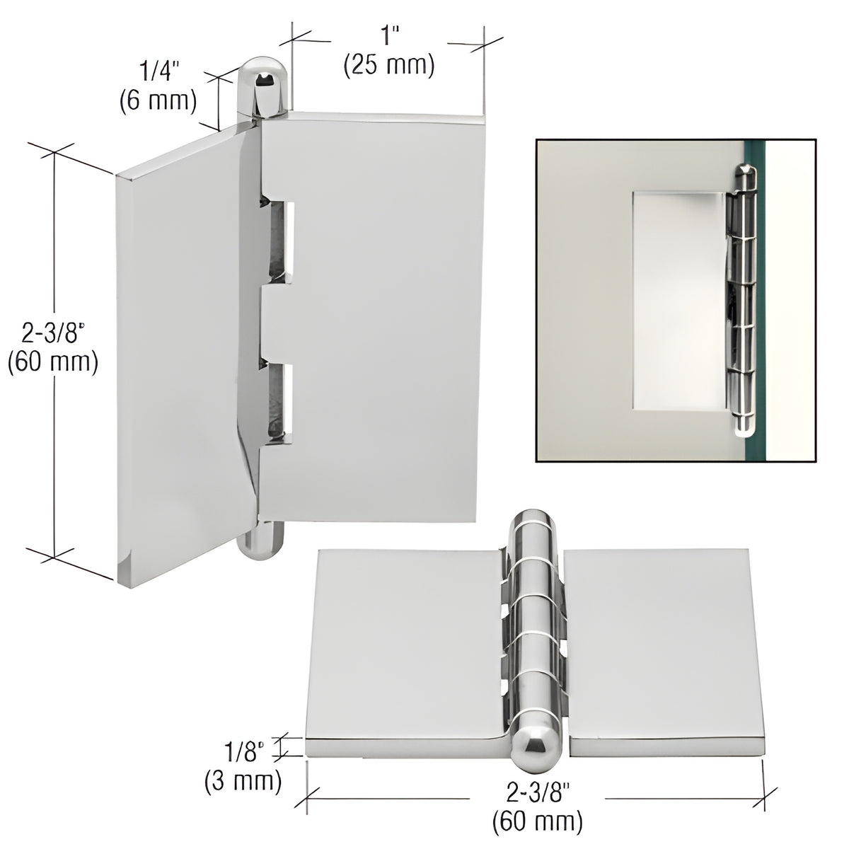 CRL UV Large Flat Glass-to-Glass Hinge