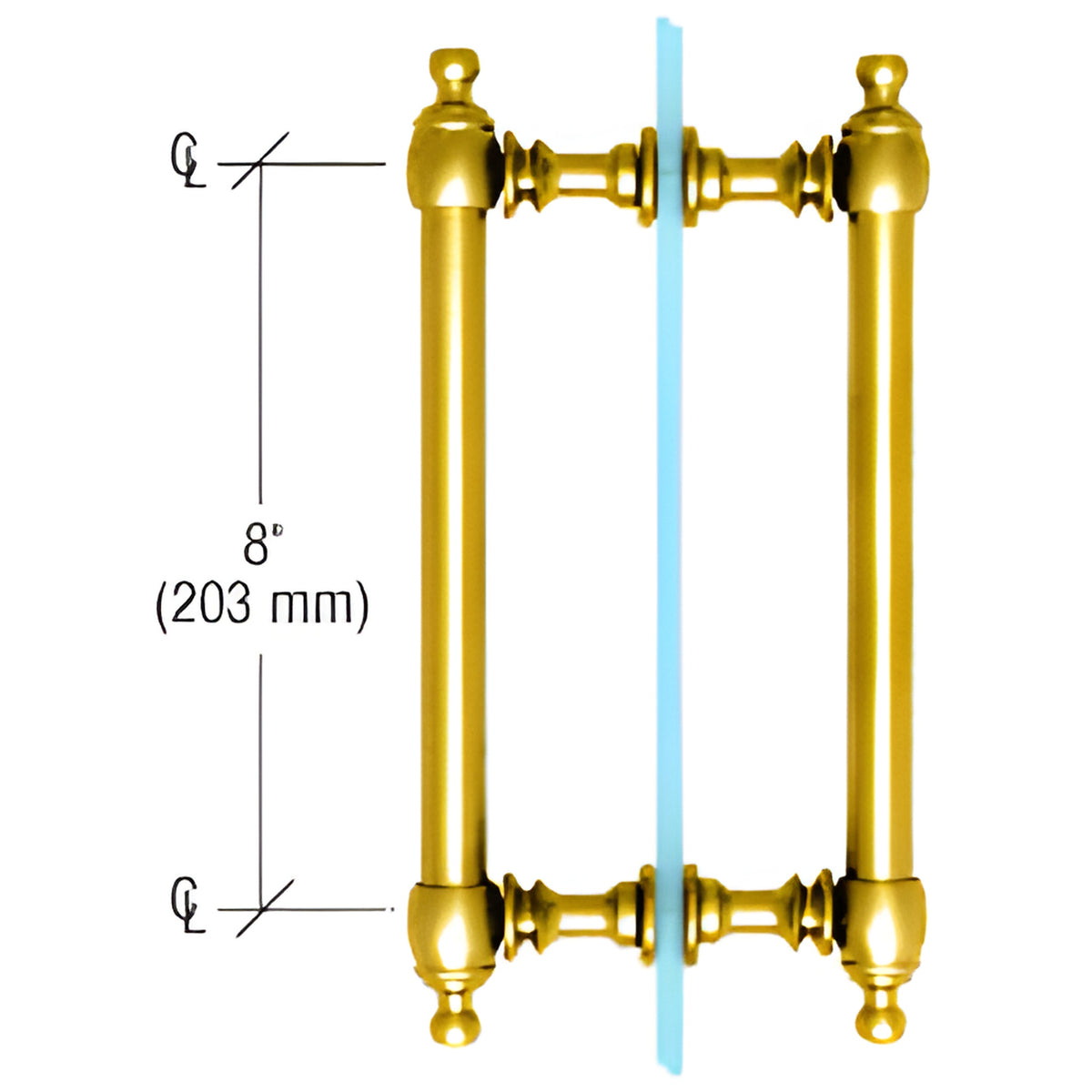 CRL Unlacquered Brass 8" Colonial Style Back-to-Back Pull Handles