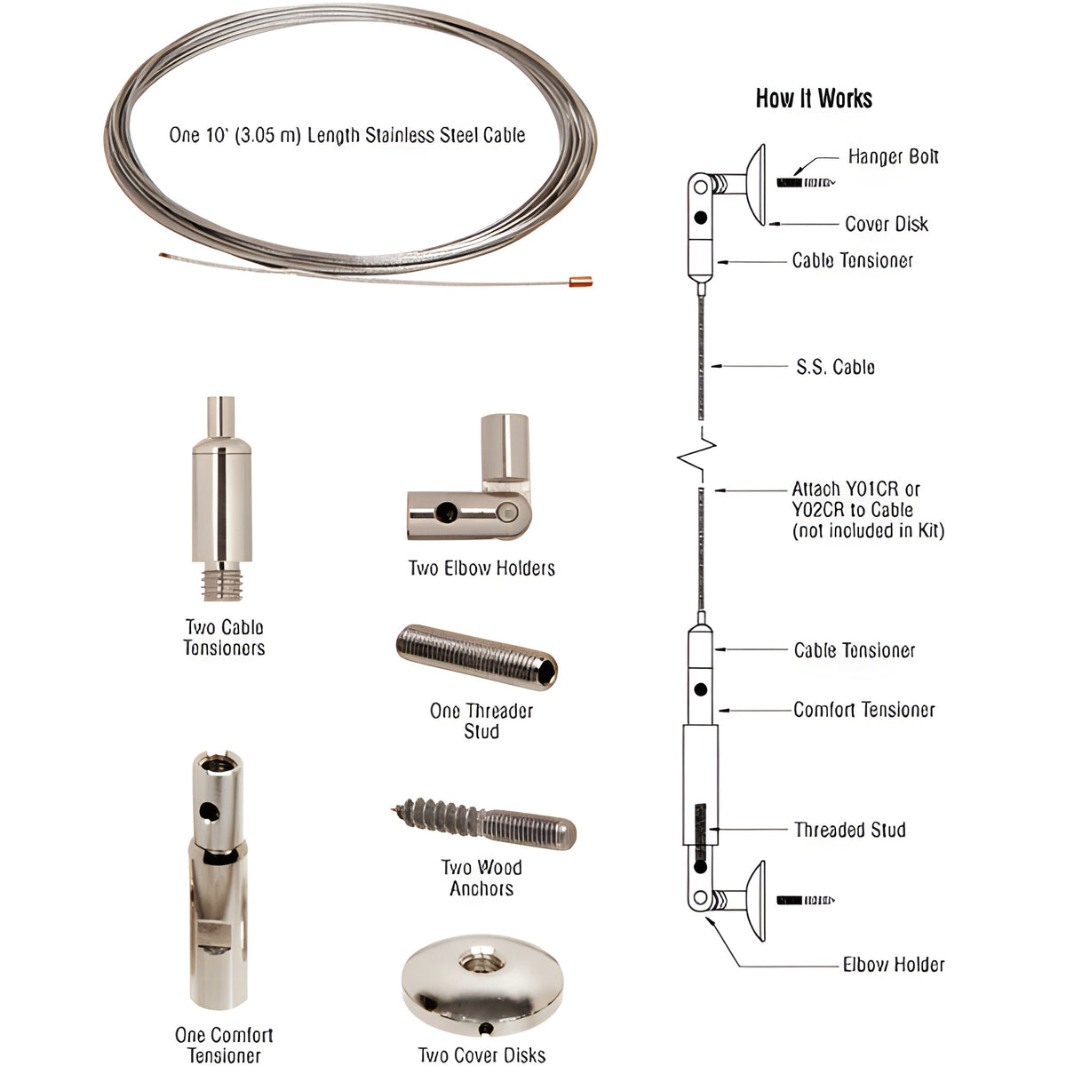 CRL Wall Mounted Vertical Cable System Kit