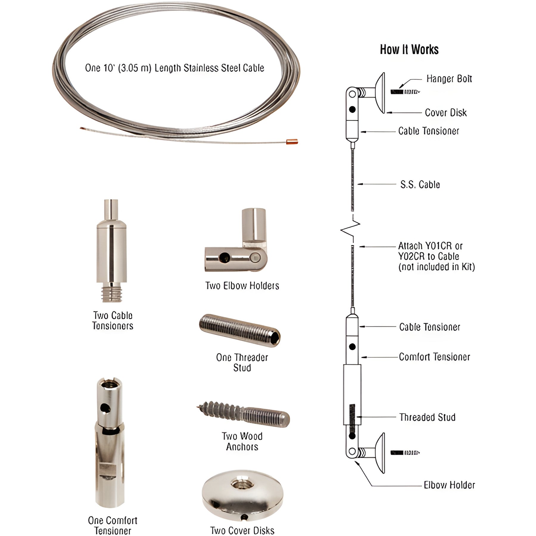 CRL Wall Mounted Vertical Cable System Kit