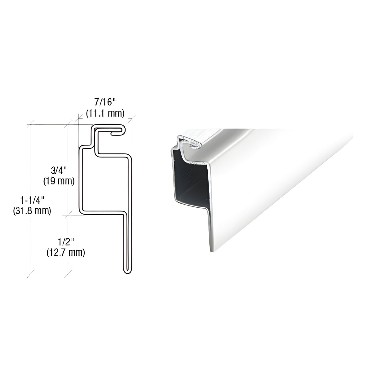 CRL White 1/2" Roll Formed Aluminum Lip Screen Frame - 144"