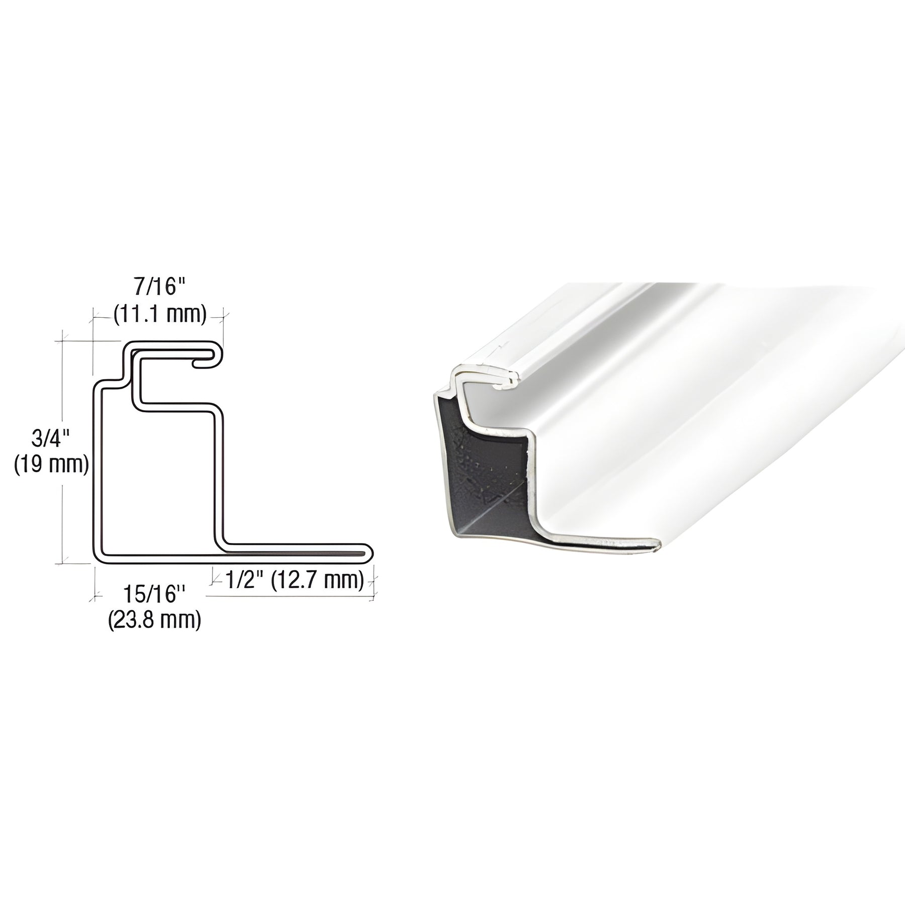 CRL White 1/2" Roll Formed Aluminum Standoff Screen Frame - 144"