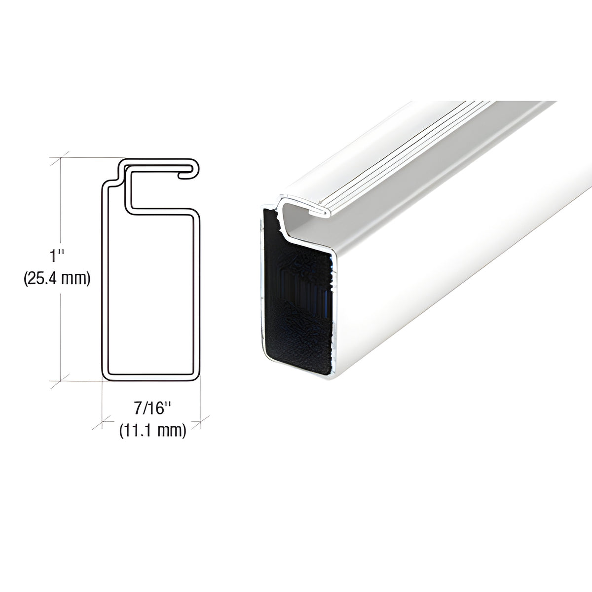 CRL White 1" x 7/16" Roll Formed Aluminum Screen Frame - 144"
