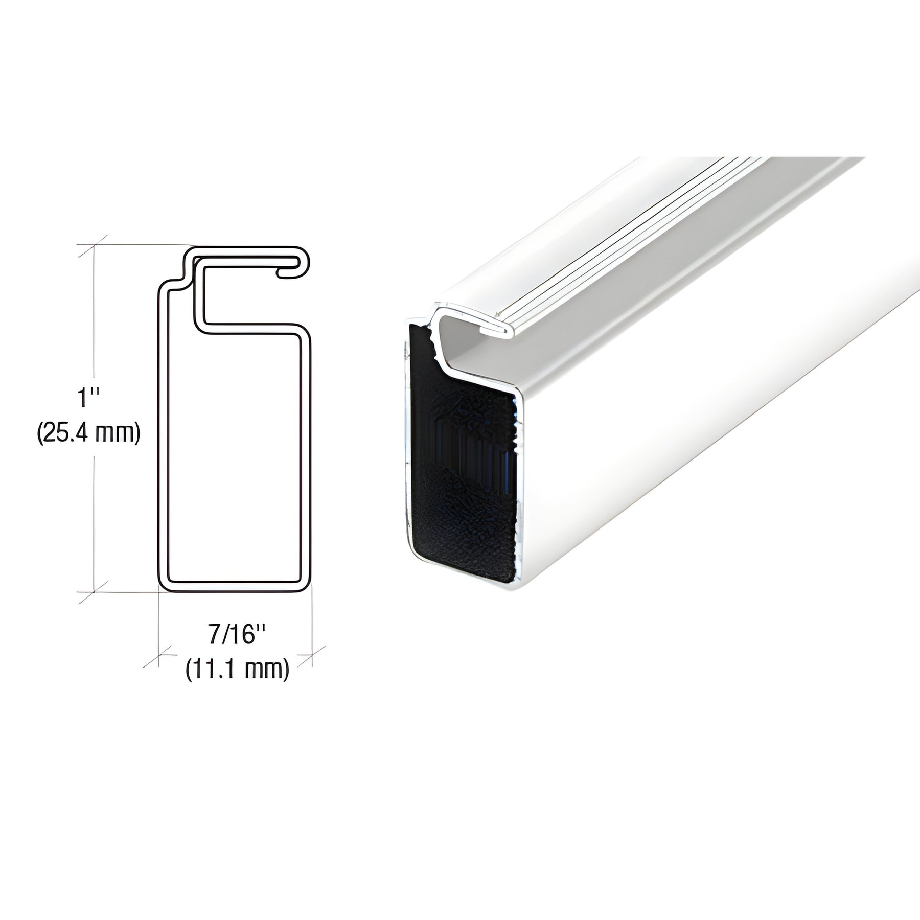 CRL White 1" x 7/16" Roll Formed Aluminum Screen Frame - 144"