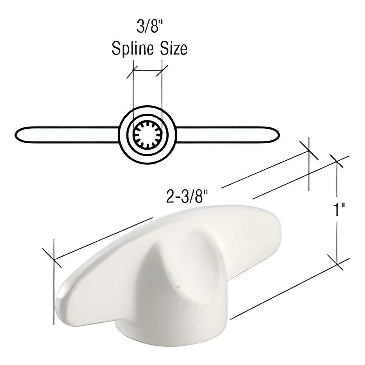 CRL White 3/8" Spline T-Crank Handles for Andersen Windows