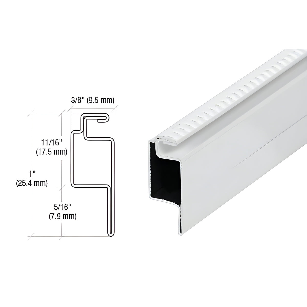 CRL White 5/16" Roll Formed Aluminum Standard Lip Screen Frame - 144"
