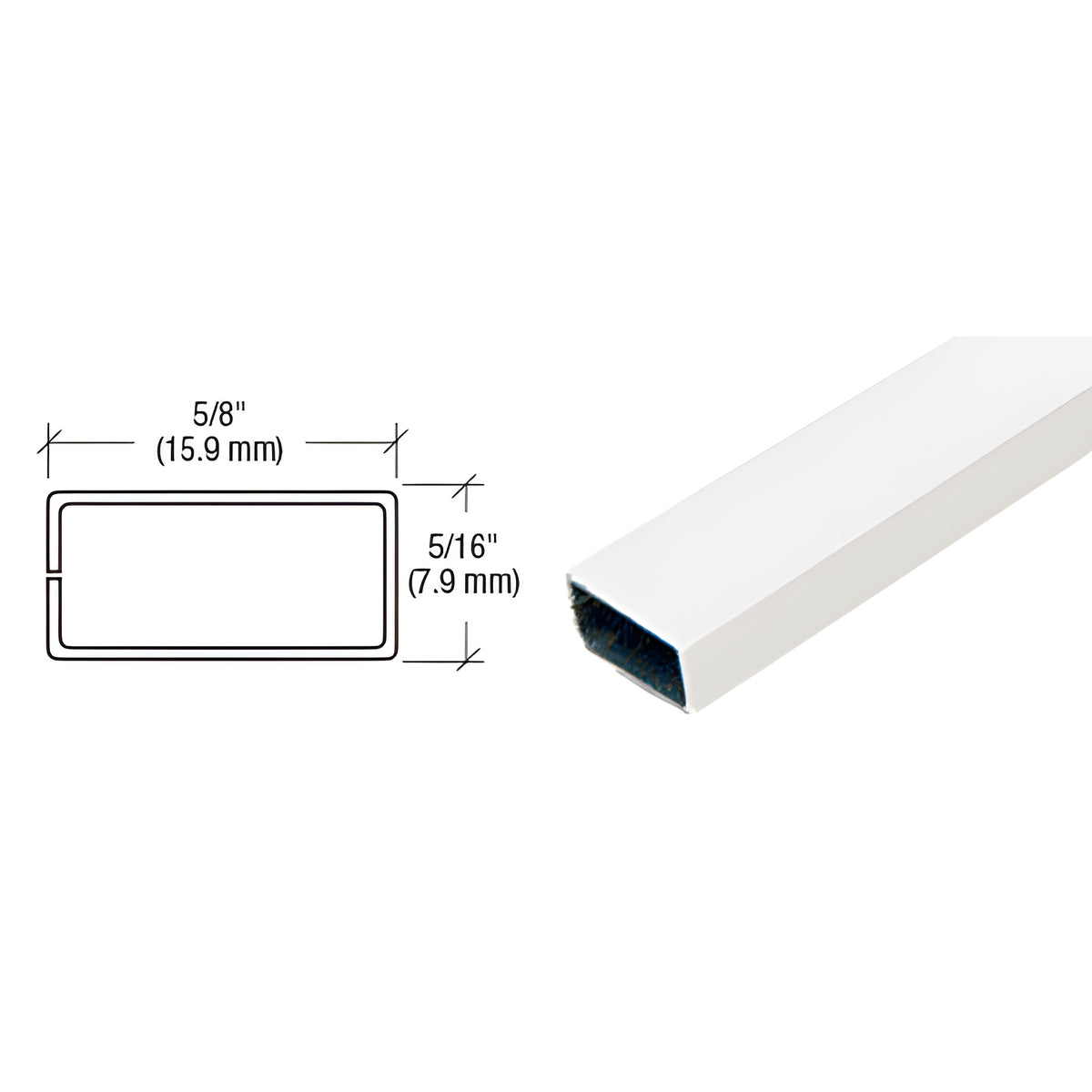 CRL White 5/8" x 5/16" Roll Formed Aluminum Spreader Bar