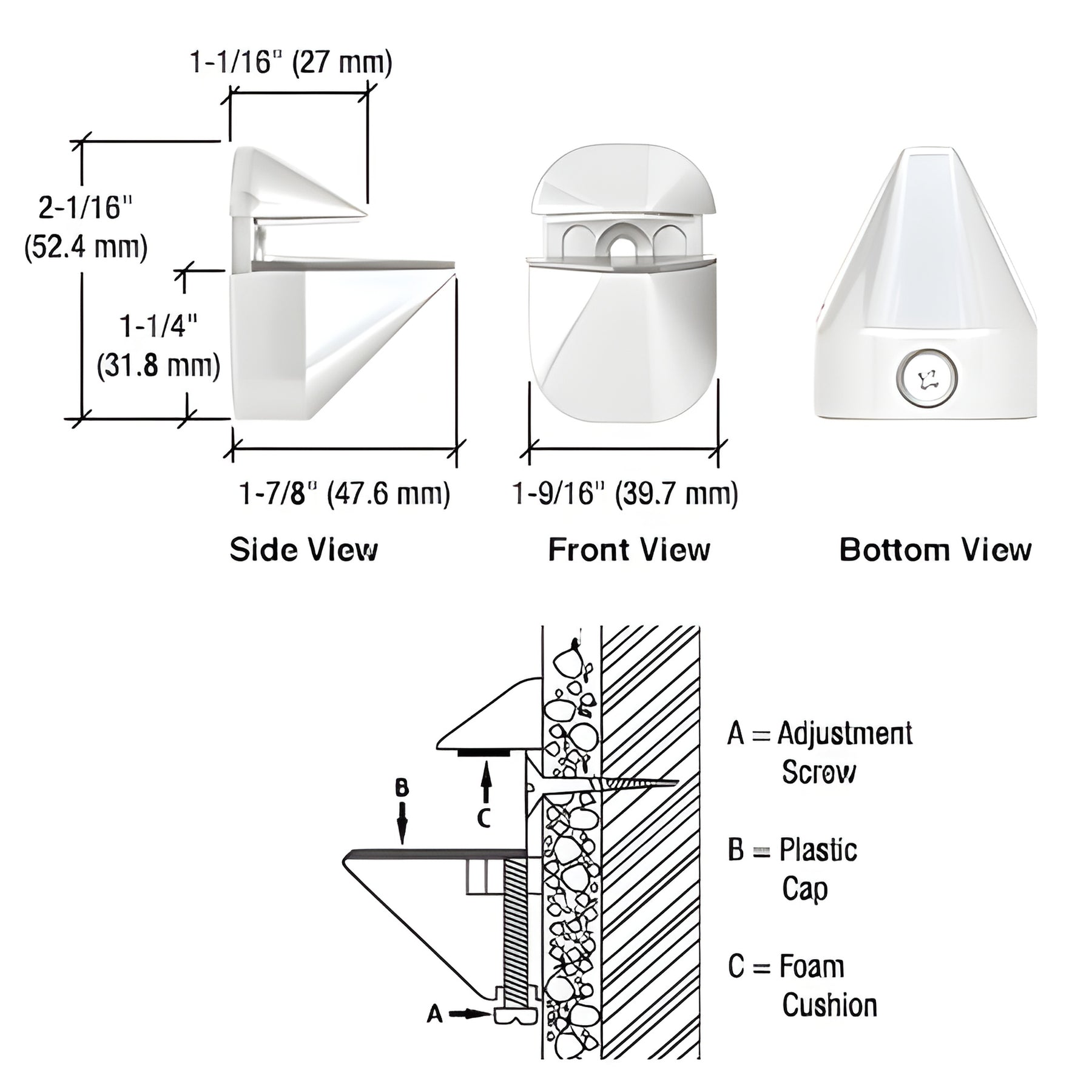 CRL White Adjustable Shelf Clamp