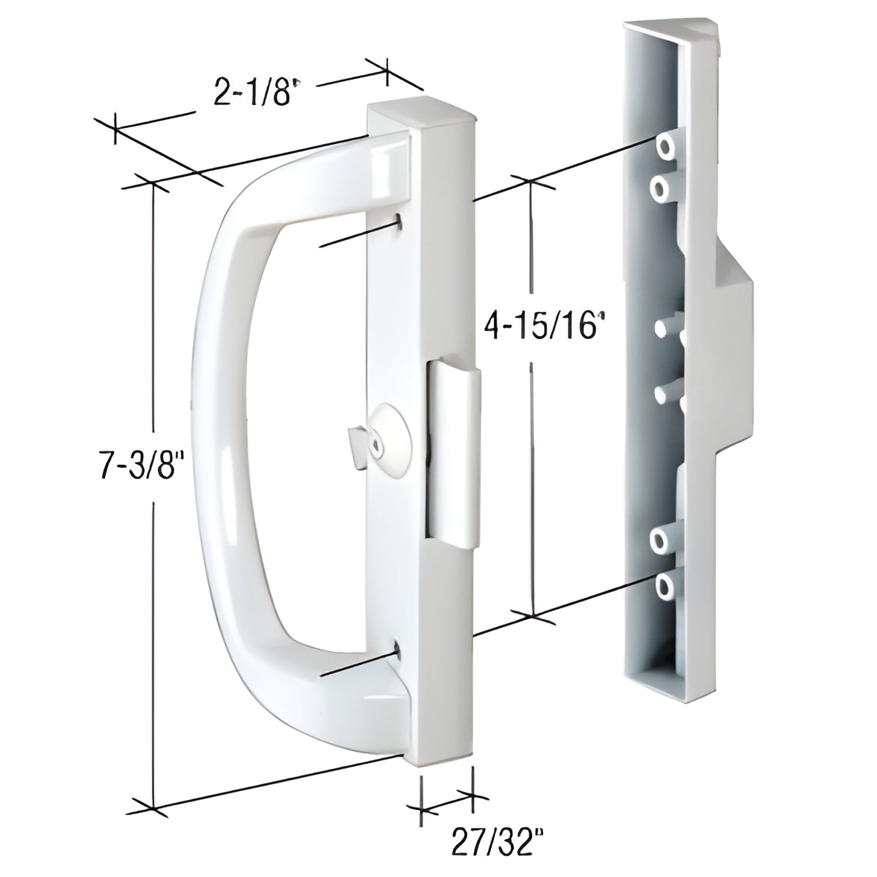 CRL White Diecast Handle Set 4-15/16" Hole Centers