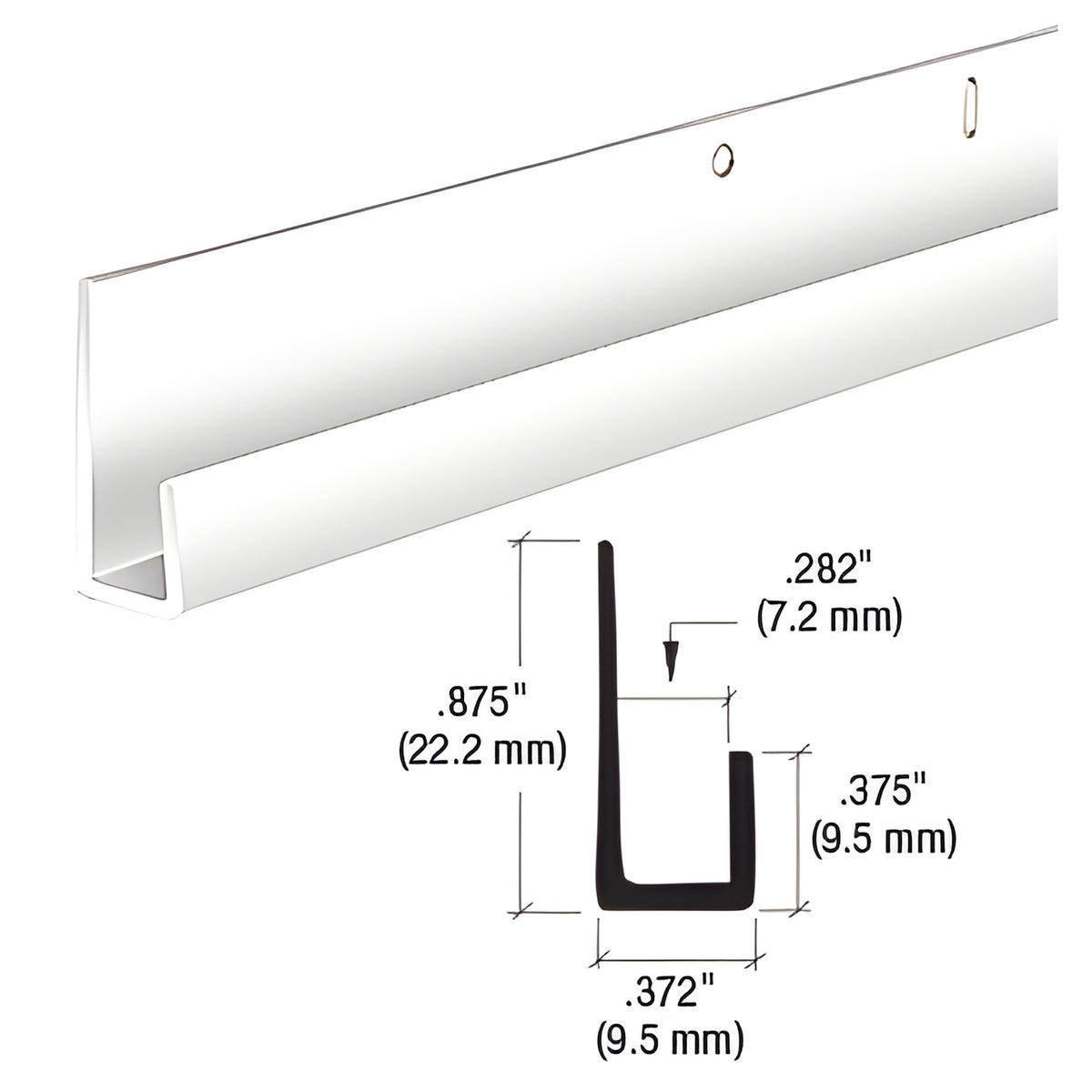 CRL White Electro-Static Paint 1/4" Standard Aluminum J-Channel