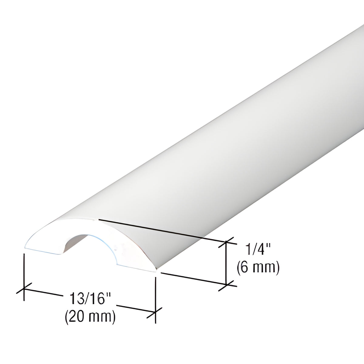 CRL White Frameless Shower Door Half-Round Threshold