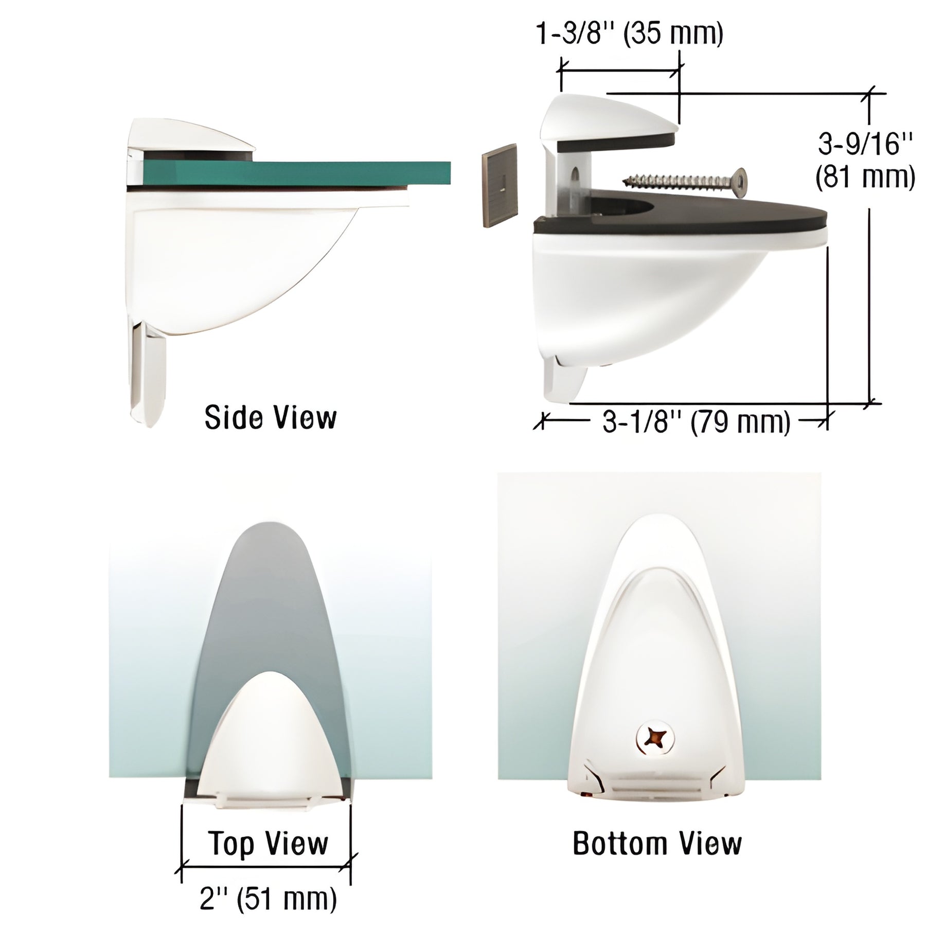 CRL White Heavy-Duty Adjustable Shelf Bracket