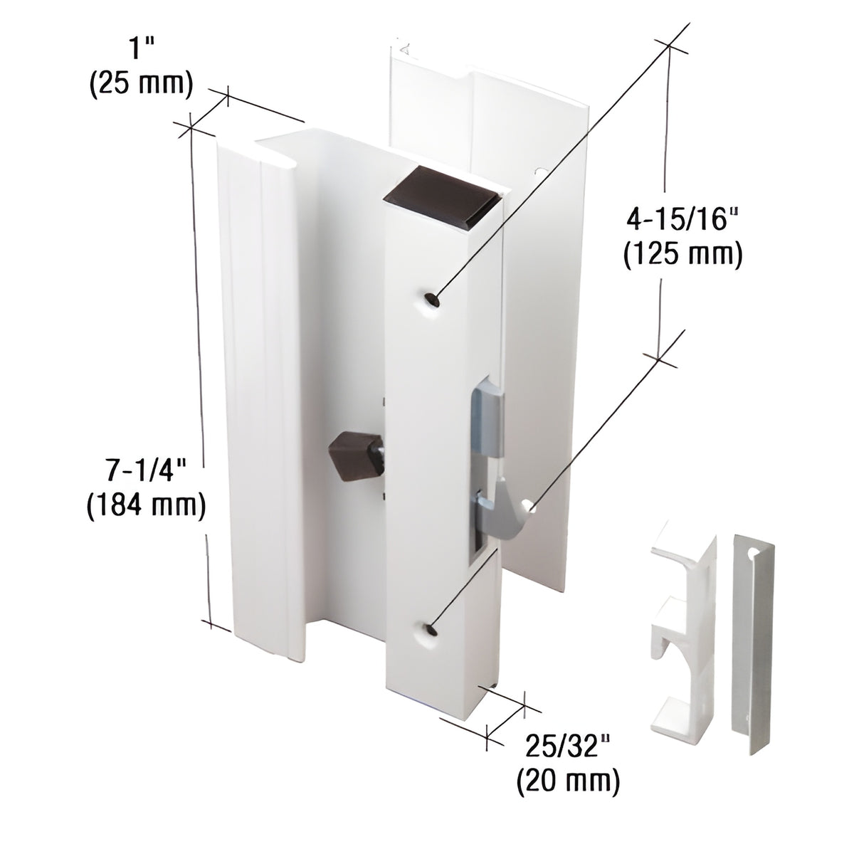 CRL White Low Profile Hook Style Surface Mount Handle 4-15/16" Screw Holes