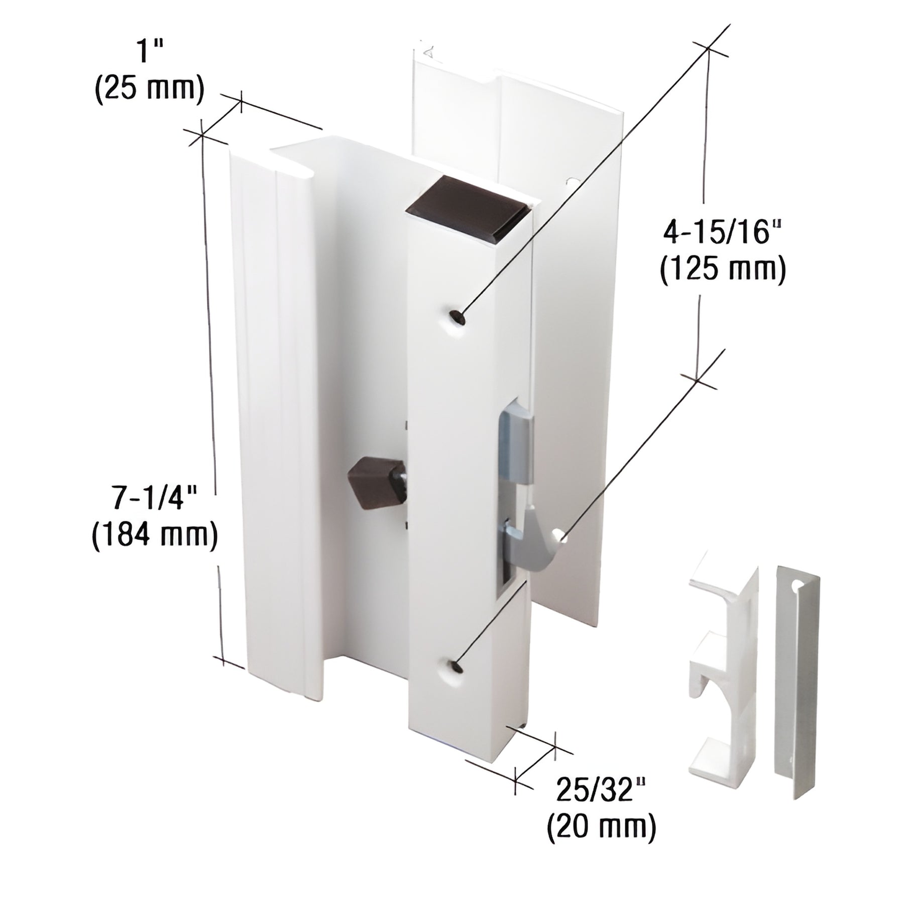 CRL White Low Profile Hook Style Surface Mount Handle 4-15/16" Screw Holes