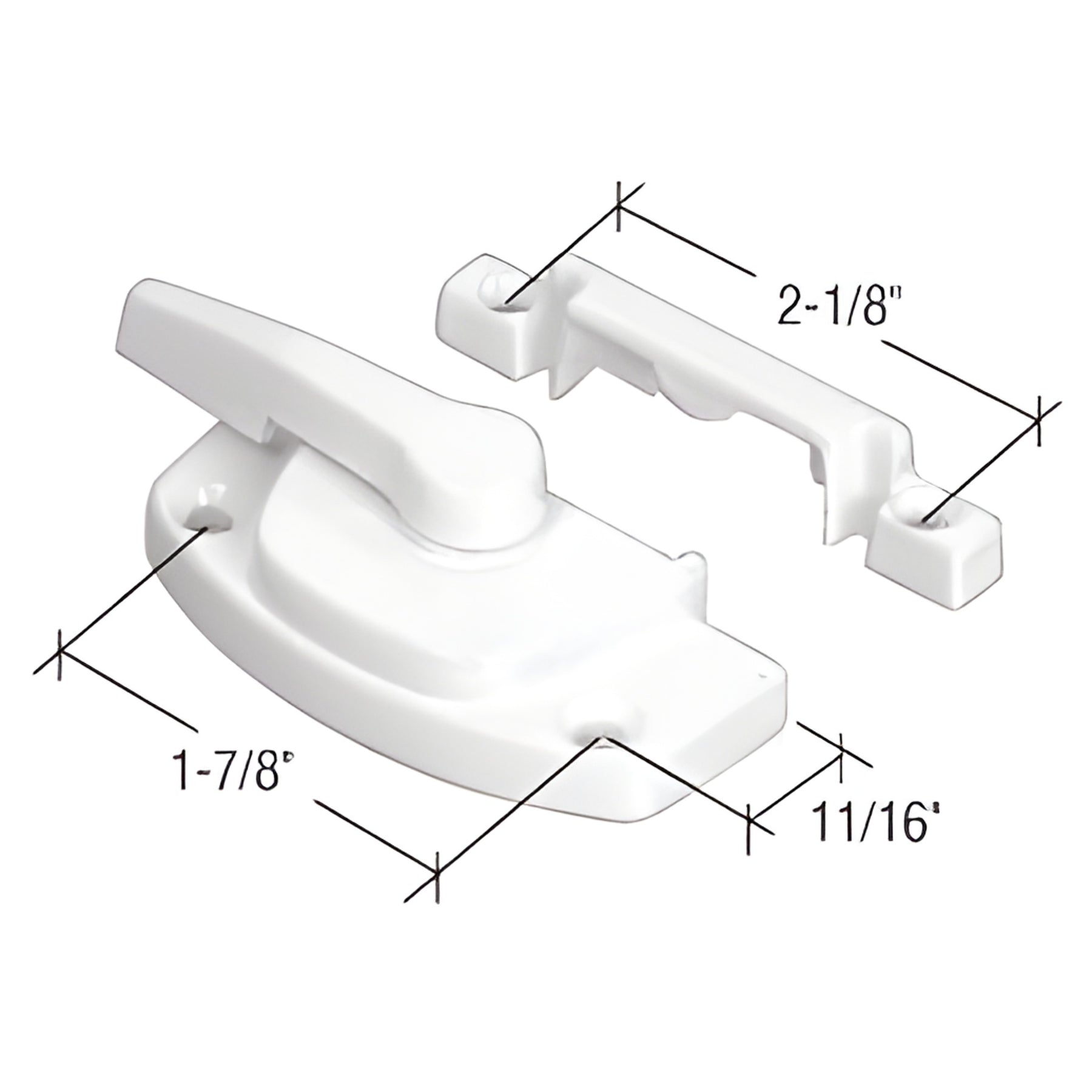 CRL White Sash Lock with 1-7/8" Screw Holes