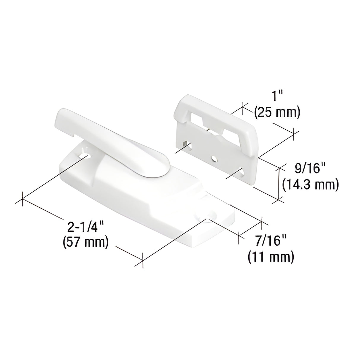 CRL White Sash Lock with 2-1/4" Screw Holes without Lugs