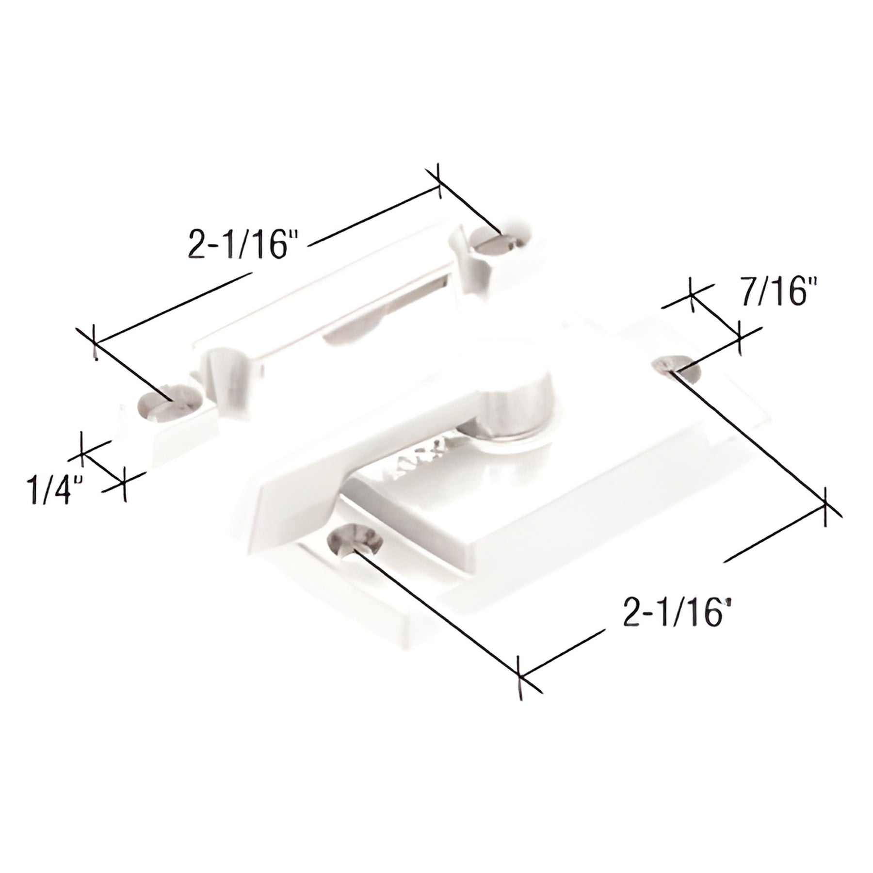 CRL White Sash Lock with Lugs - 7/16" Backset 2-1/16" Mounting Holes