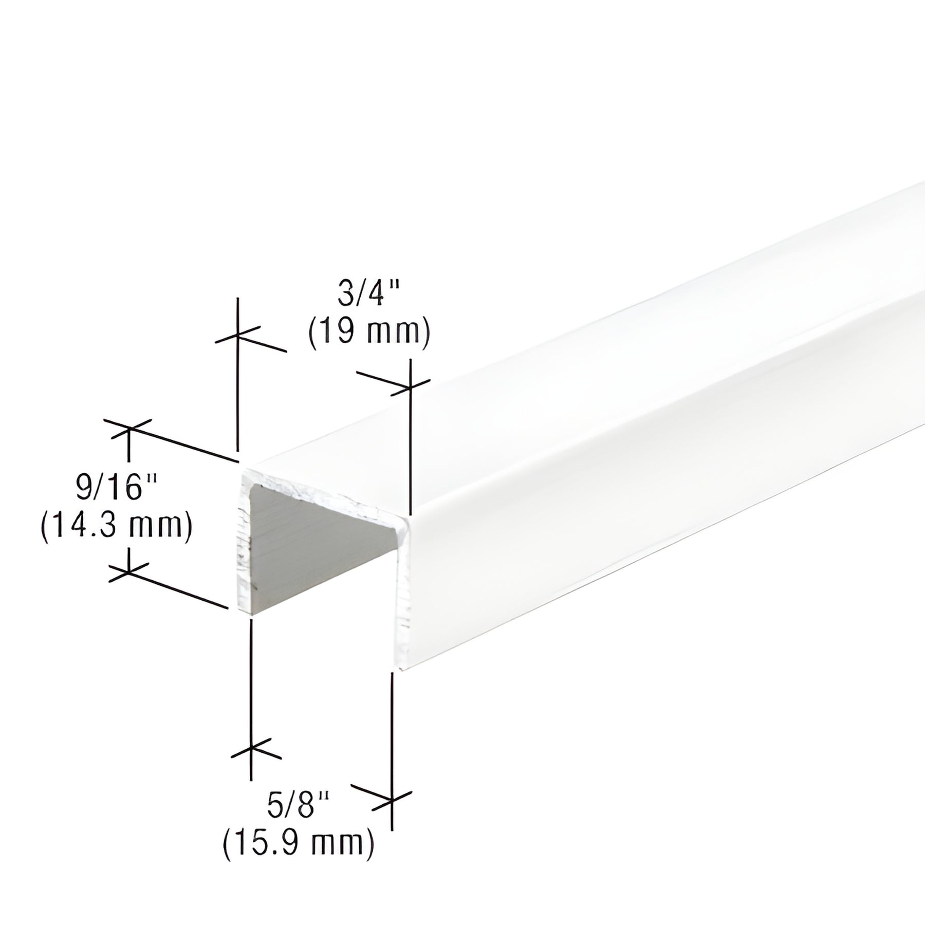 CRL White Series 3601 Side Jamb Channel - 144"
