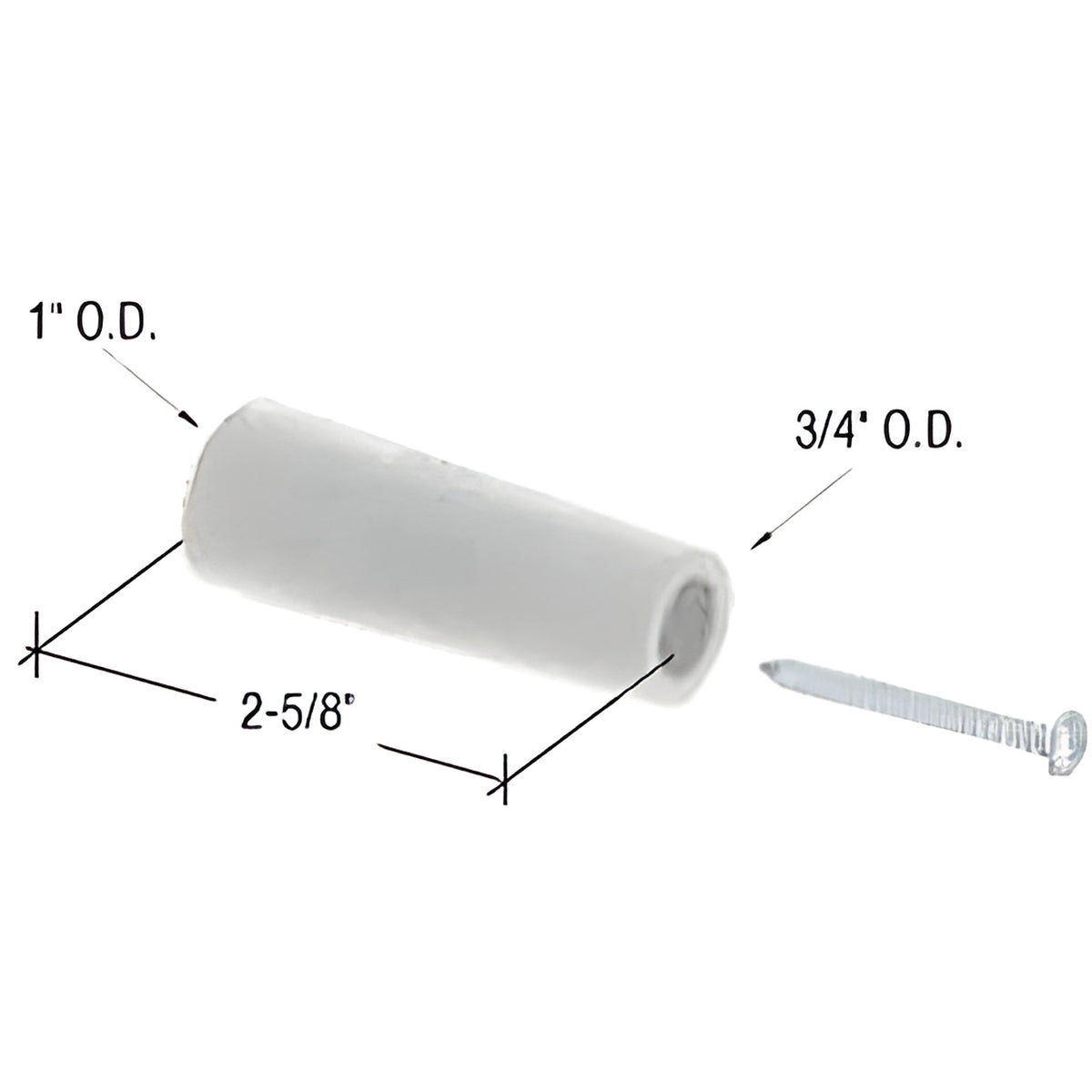 CRL White Sliding Glass Door Bumper - 2-5/8" Length