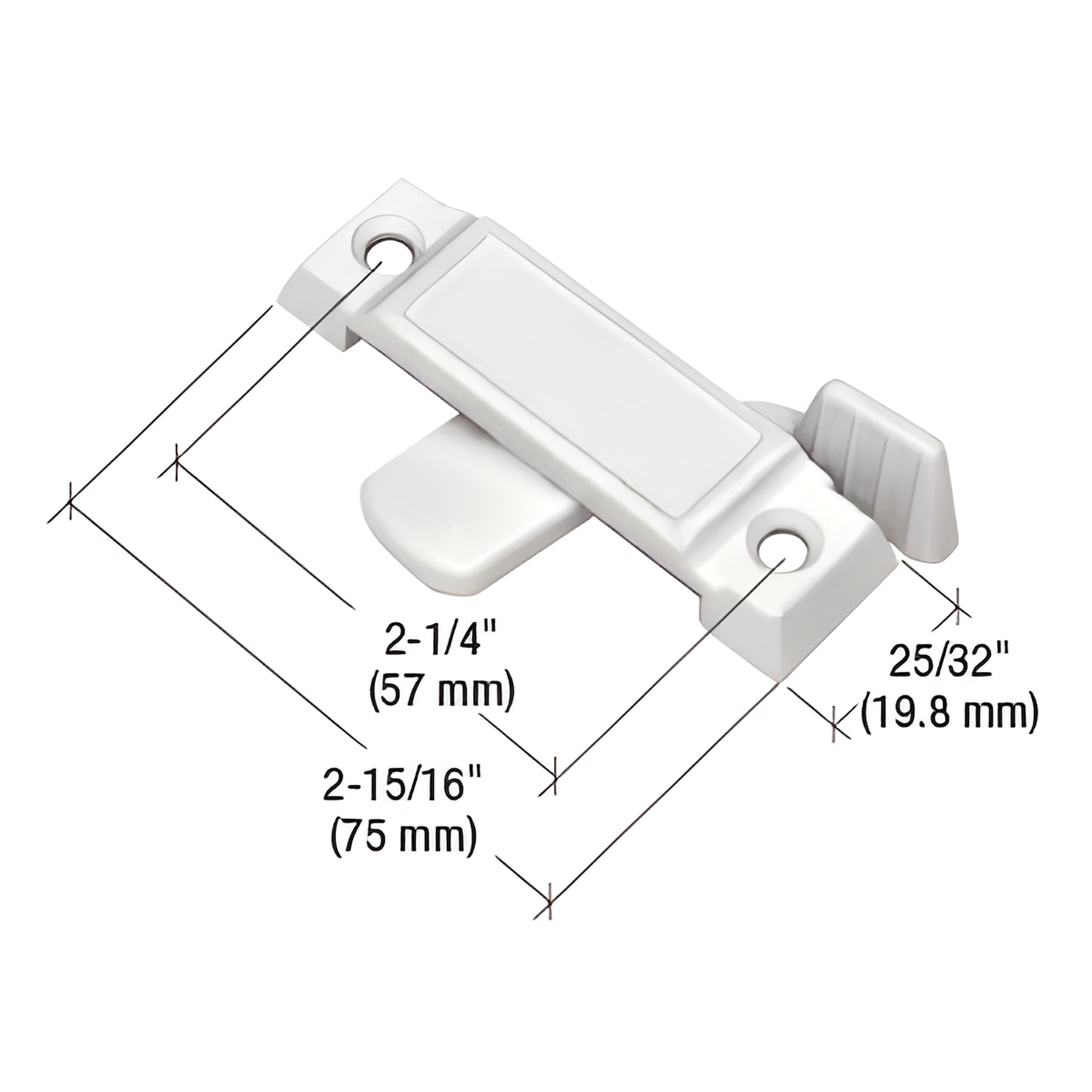 CRL White Sliding Window Lock with 2-1/4" Screw Holes and 1/2" Latch Projection