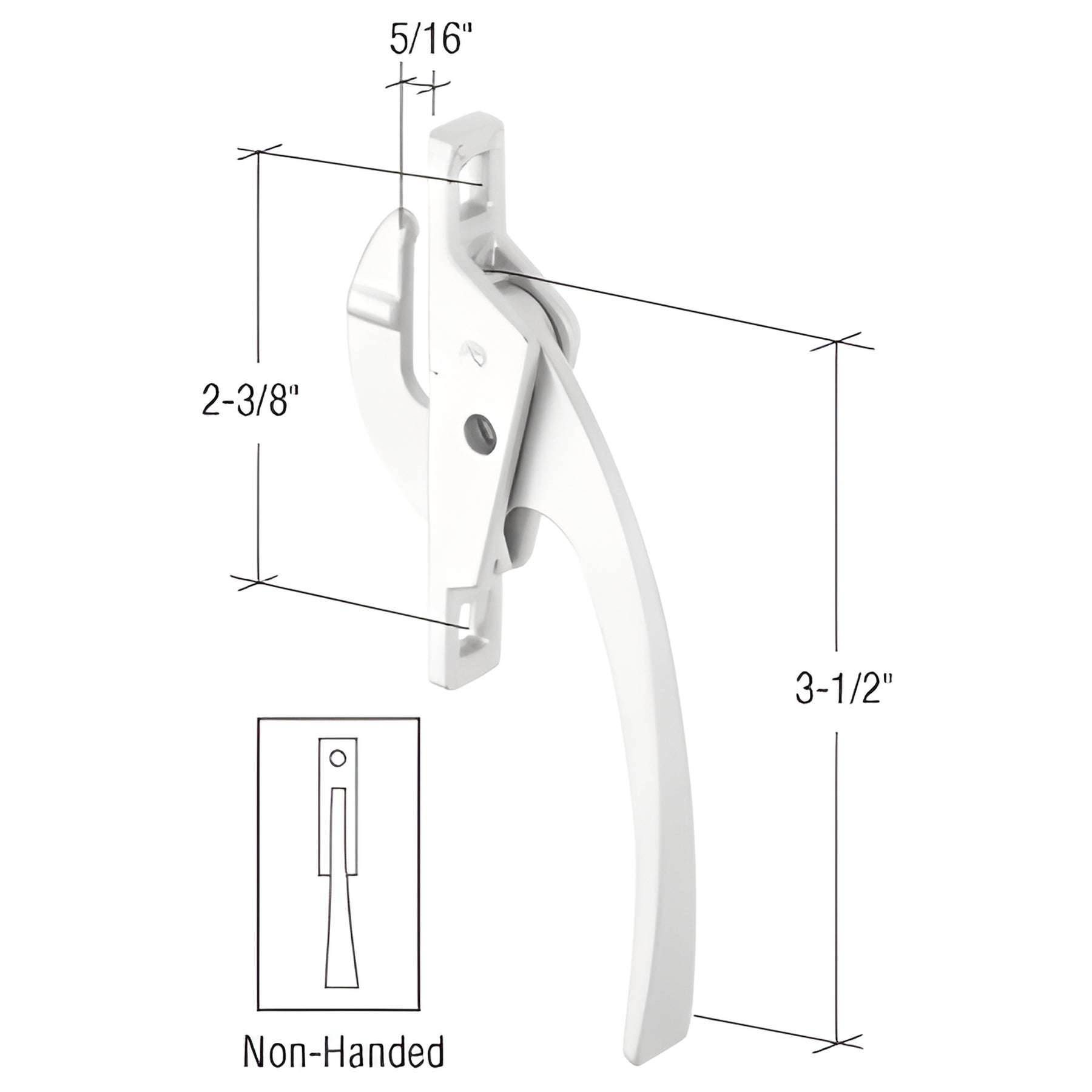 CRL White Straight Casement Window Locking Handle with 2-3/8" Screw Holes