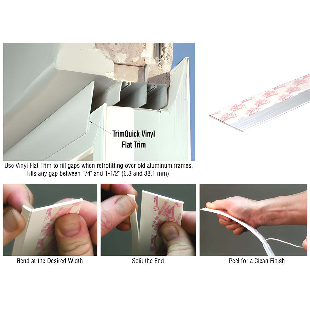 CRL White TrimQuick® 1-3/4" Flat Vinyl Trim
