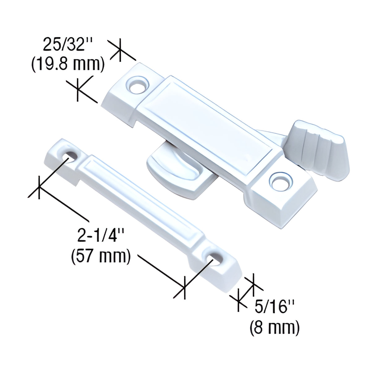 CRL White Window Sash Lock - 2-1/4" Screw Holes