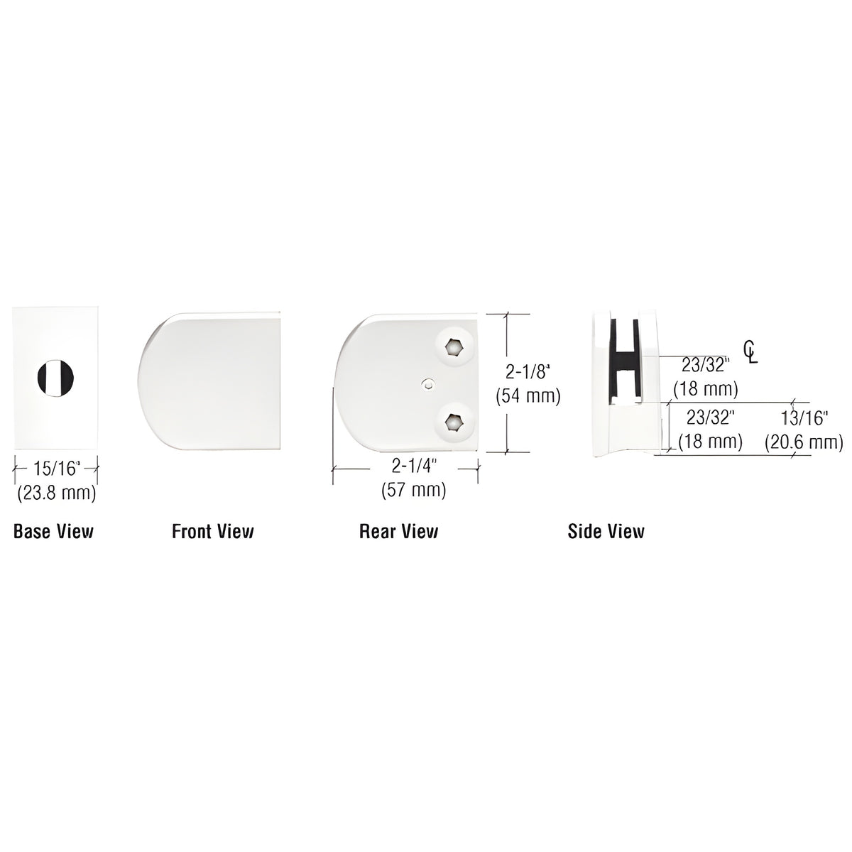 CRL White Z-Series Large Round Clamp for 1/4" Glass