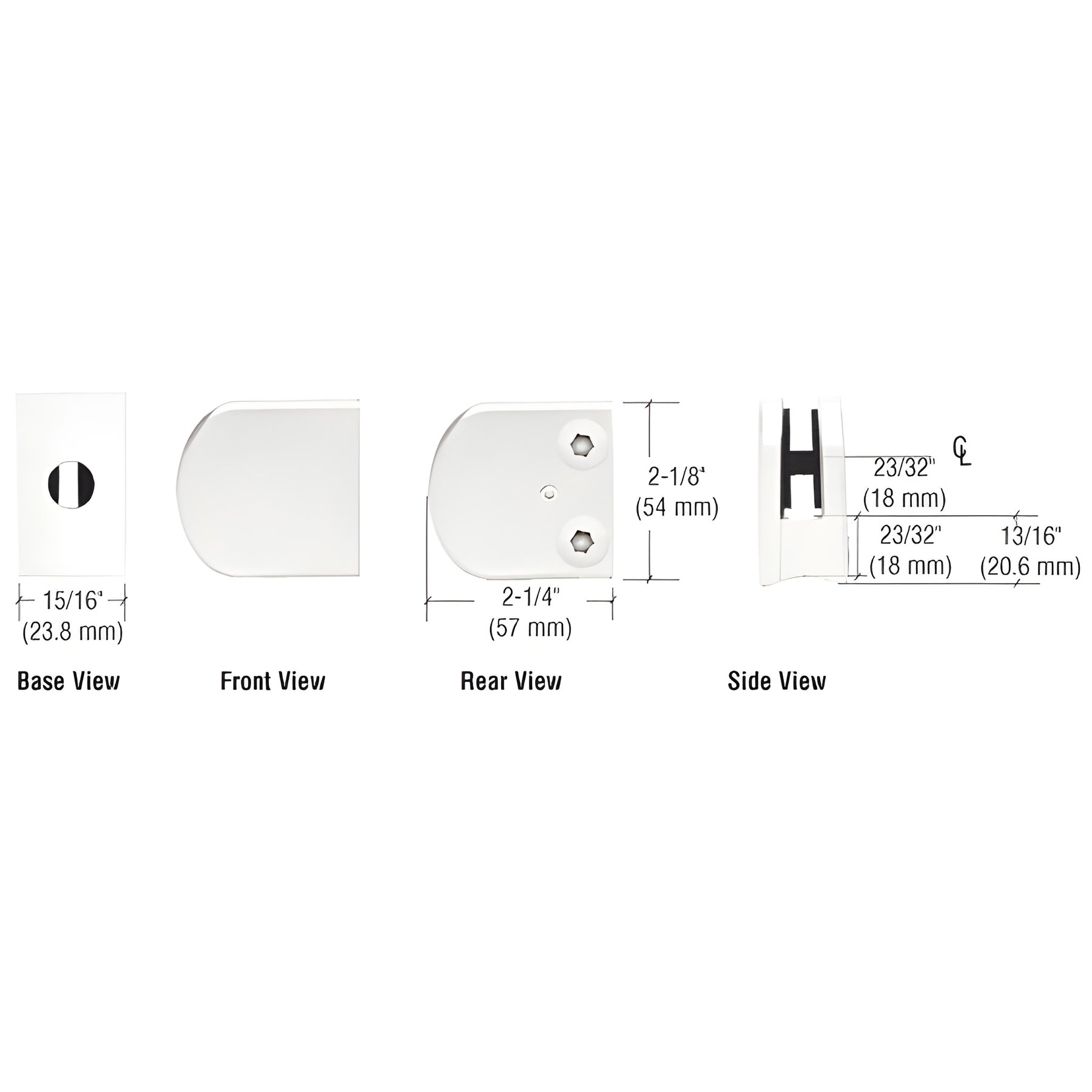 CRL White Z-Series Large Round Clamp for 1/4" Glass