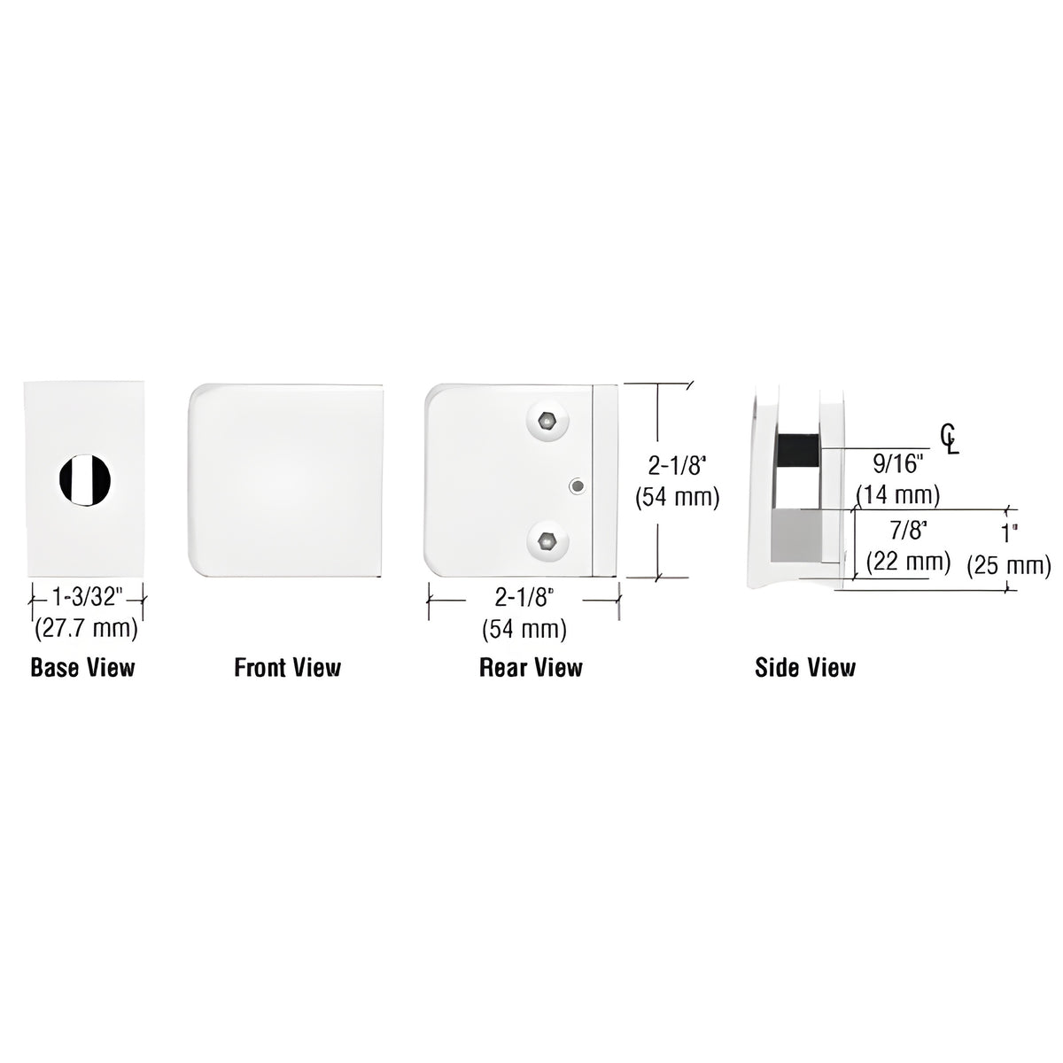 CRL White Z-Series Large Square Clamp for 3/8" Glass