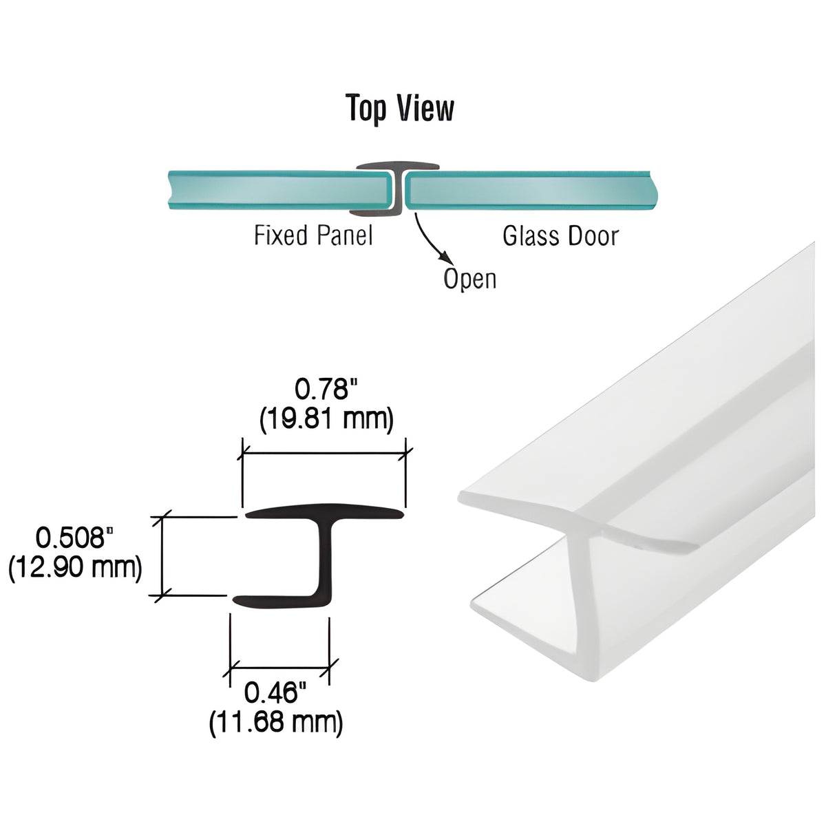CRL 'Y' Jamb Seal with Soft Leg for 1/2" Glass