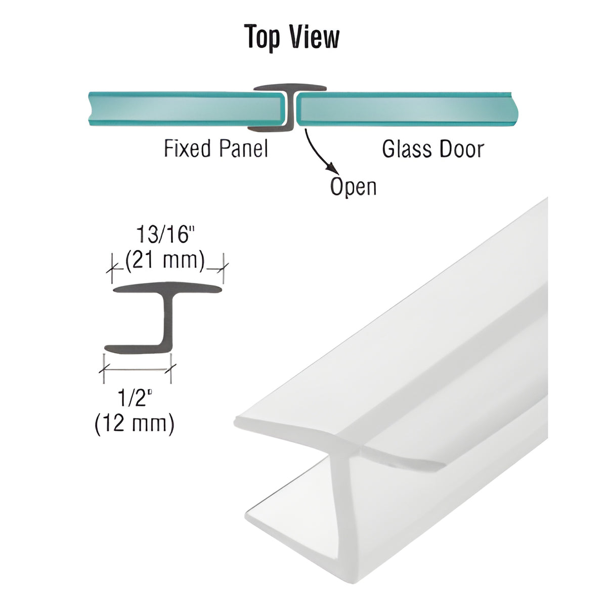 CRL 'Y' Jamb Seal with Soft Leg for 3/8" Glass