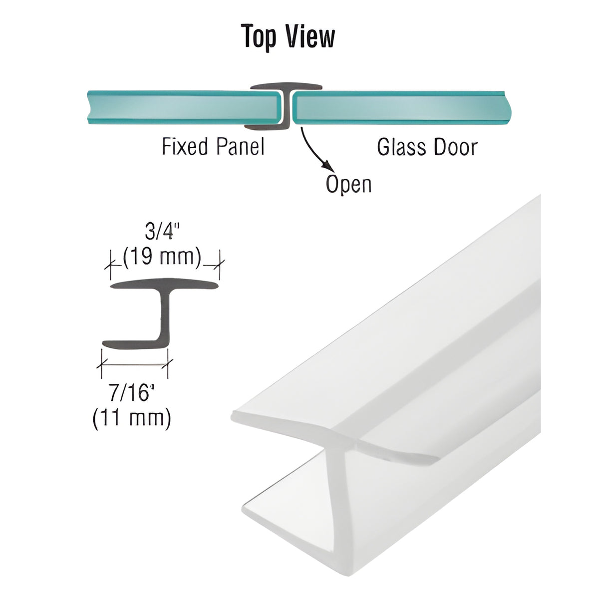 CRL 'Y' Jamb Seal with Soft Leg for 5/16" Glass