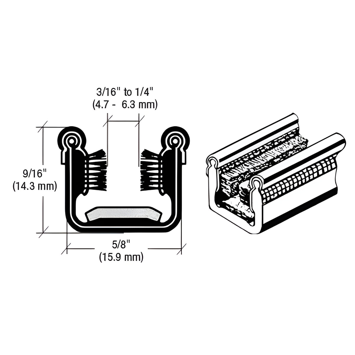CRL Y526 Flexible Universal Channel with Pile and Felt Liner for 1948-1962 Models - 60" Length