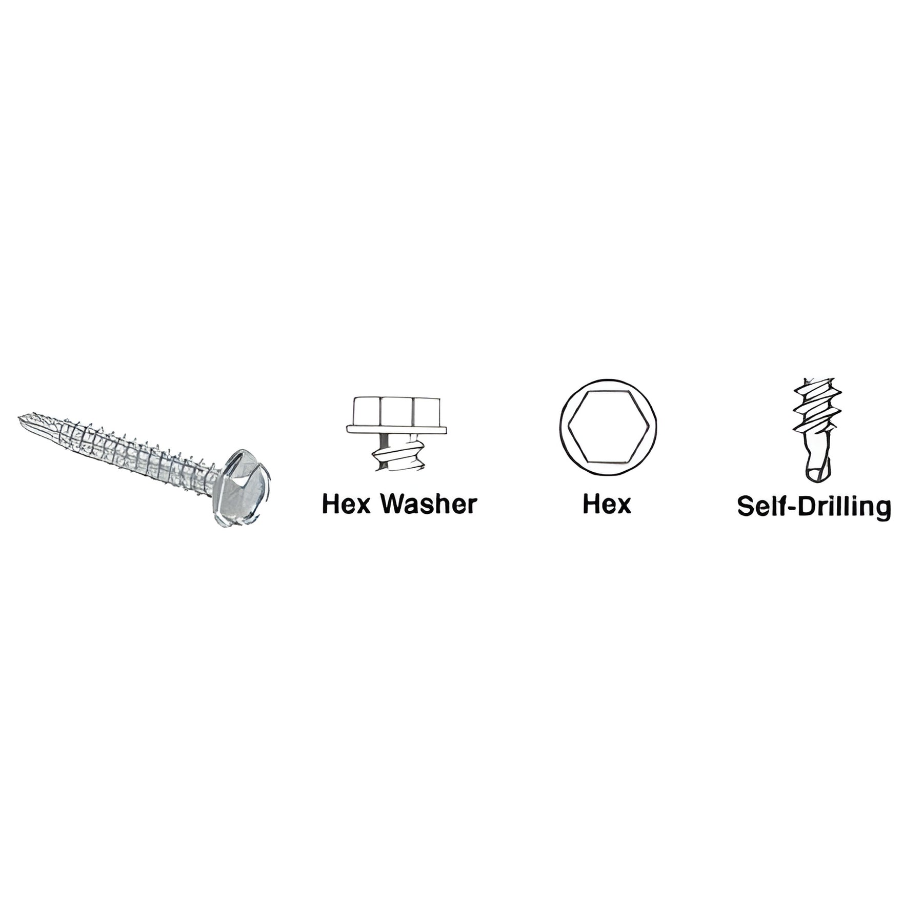 CRL Zinc 10-16 x 1" Hex Washer Head Tek® Self-Drilling Screws