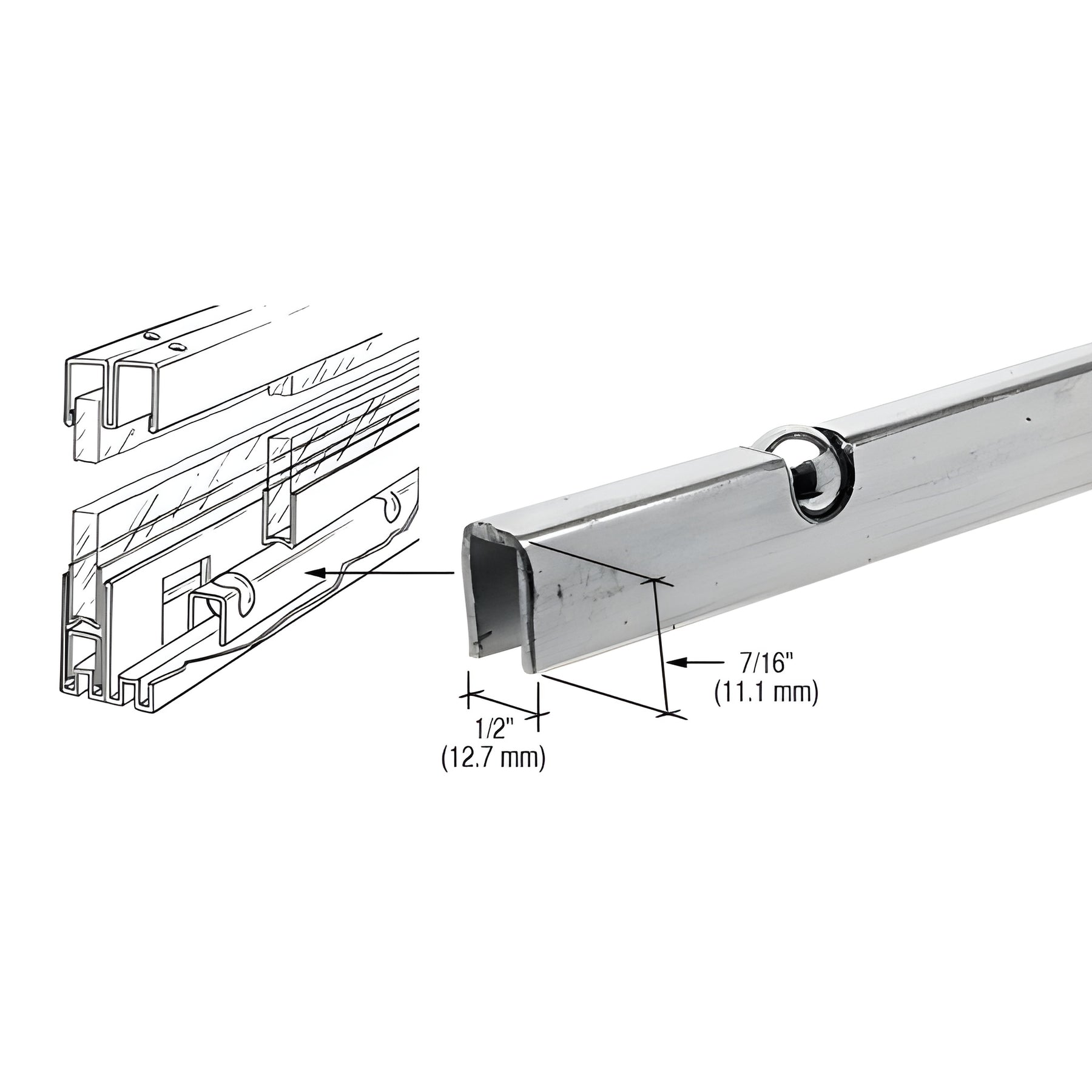 CRL Zinc Plated Steel Roll-Ezy Ball Bearing Carrier for Track Assembly - 144"