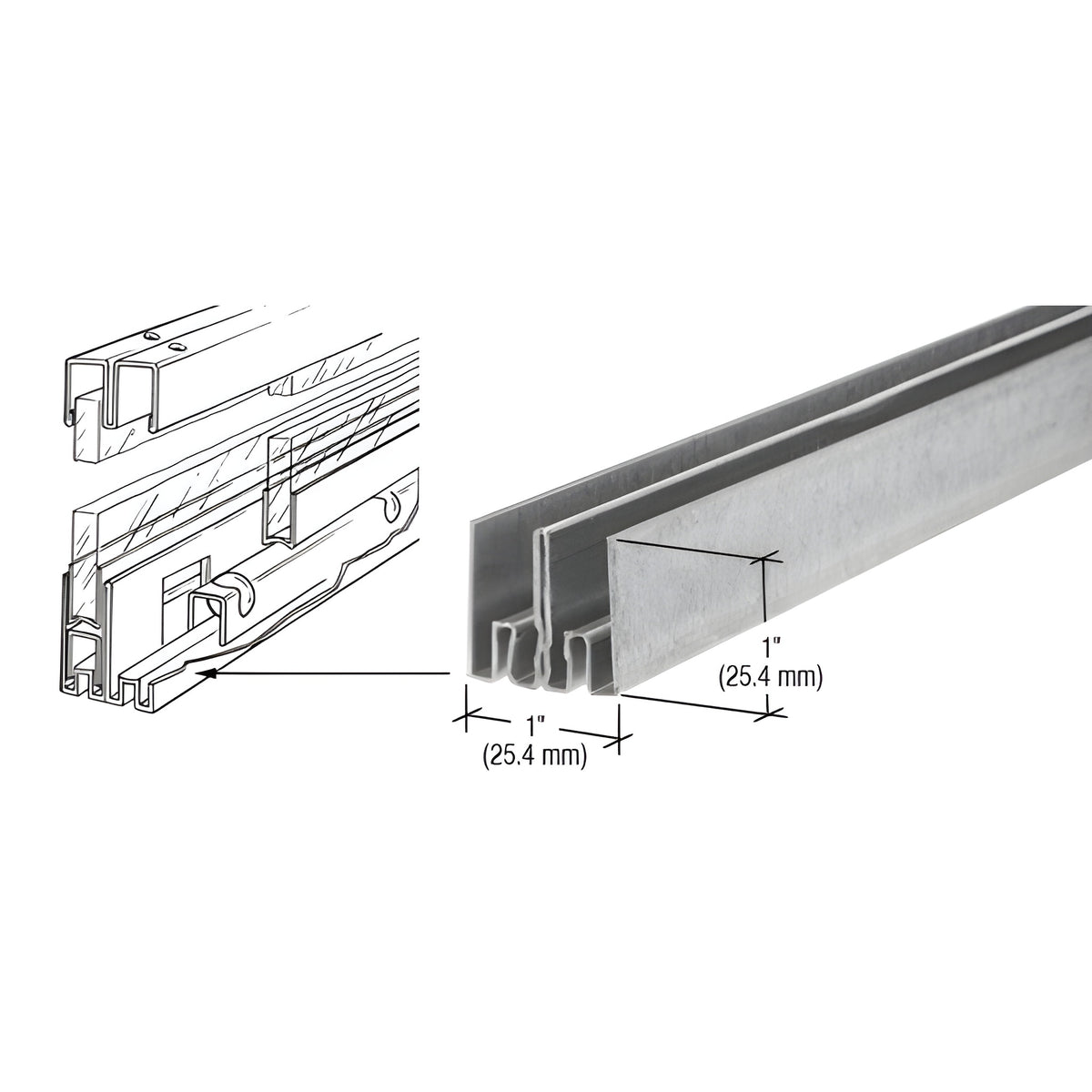 CRL Zinc Plated Steel Roll-Ezy Double Lower Track - 144"