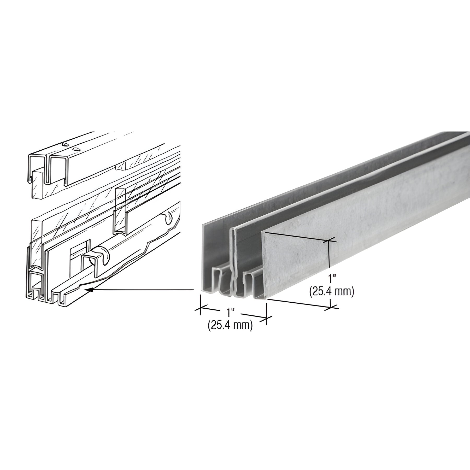 CRL Zinc Plated Steel Roll-Ezy Double Lower Track - 144"